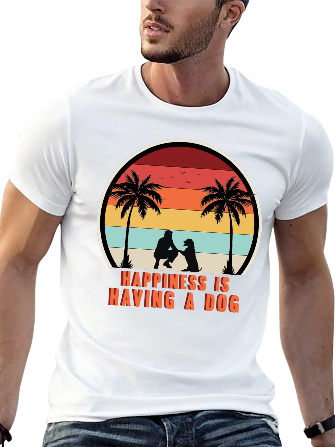 Happiness is Having a Dog T-Shirt Retro Graphic Tee