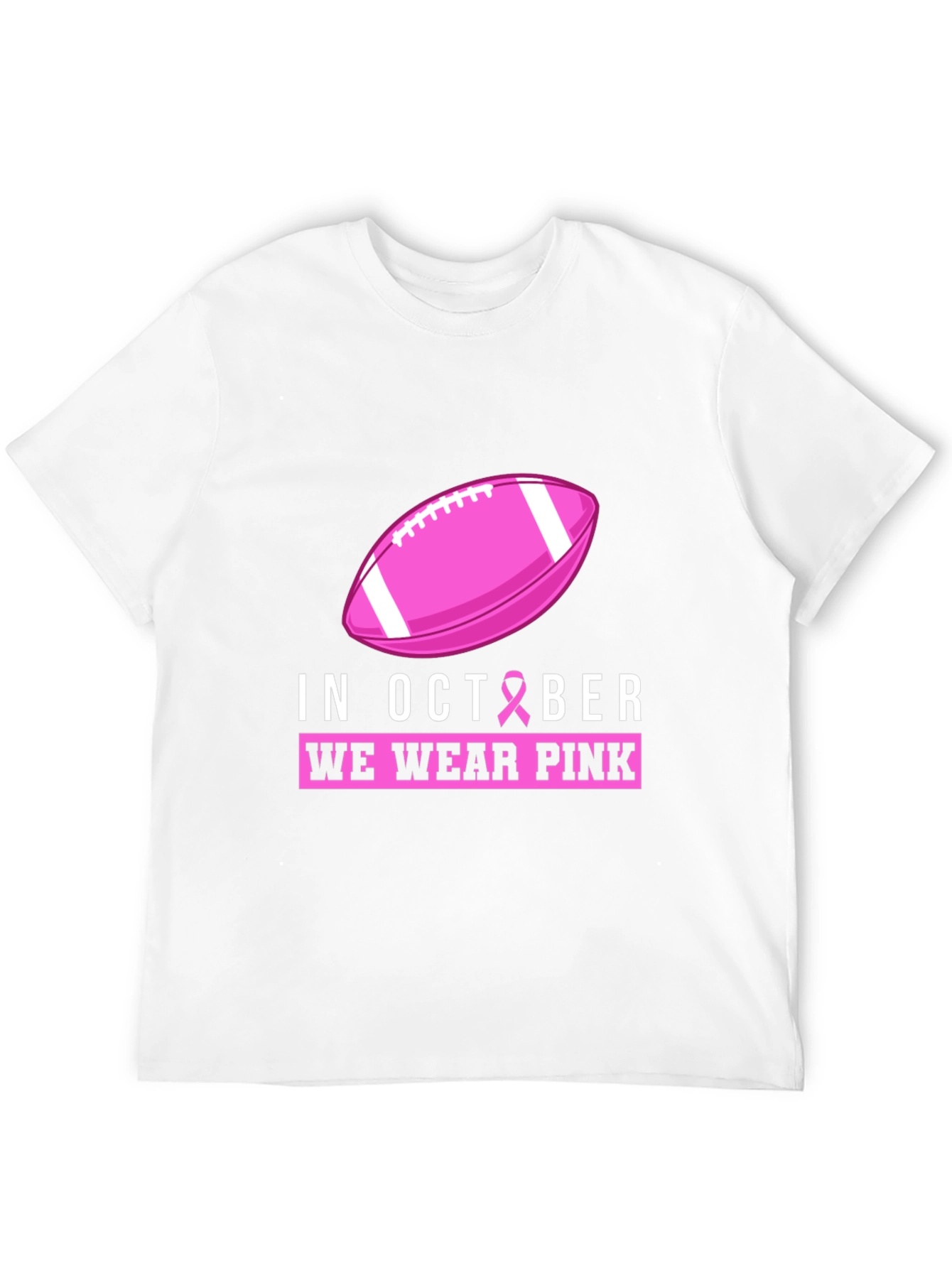 October Breast Cancer Awareness Pink Football T-Shirt