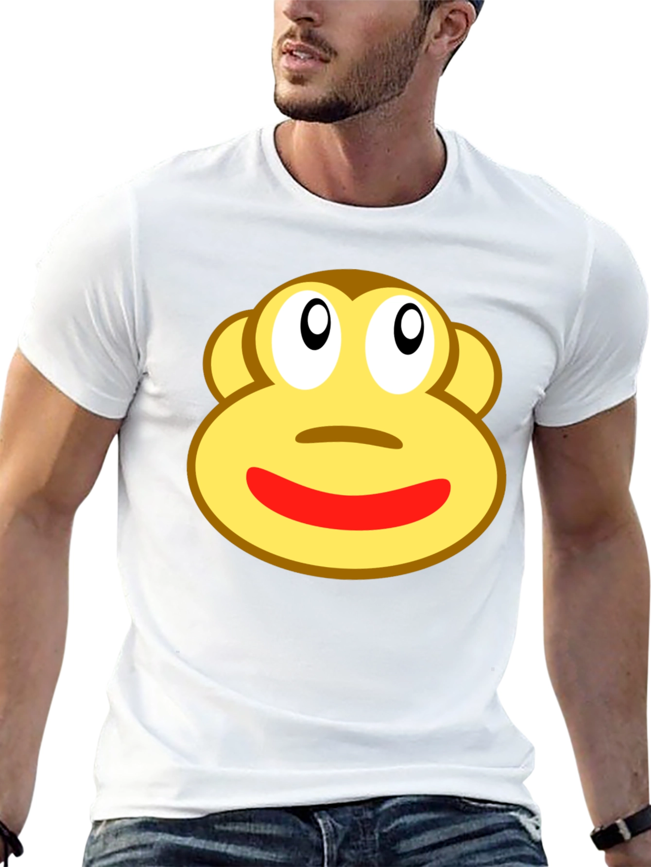 Funny Sock Monkey Face Graphic Black T-Shirt