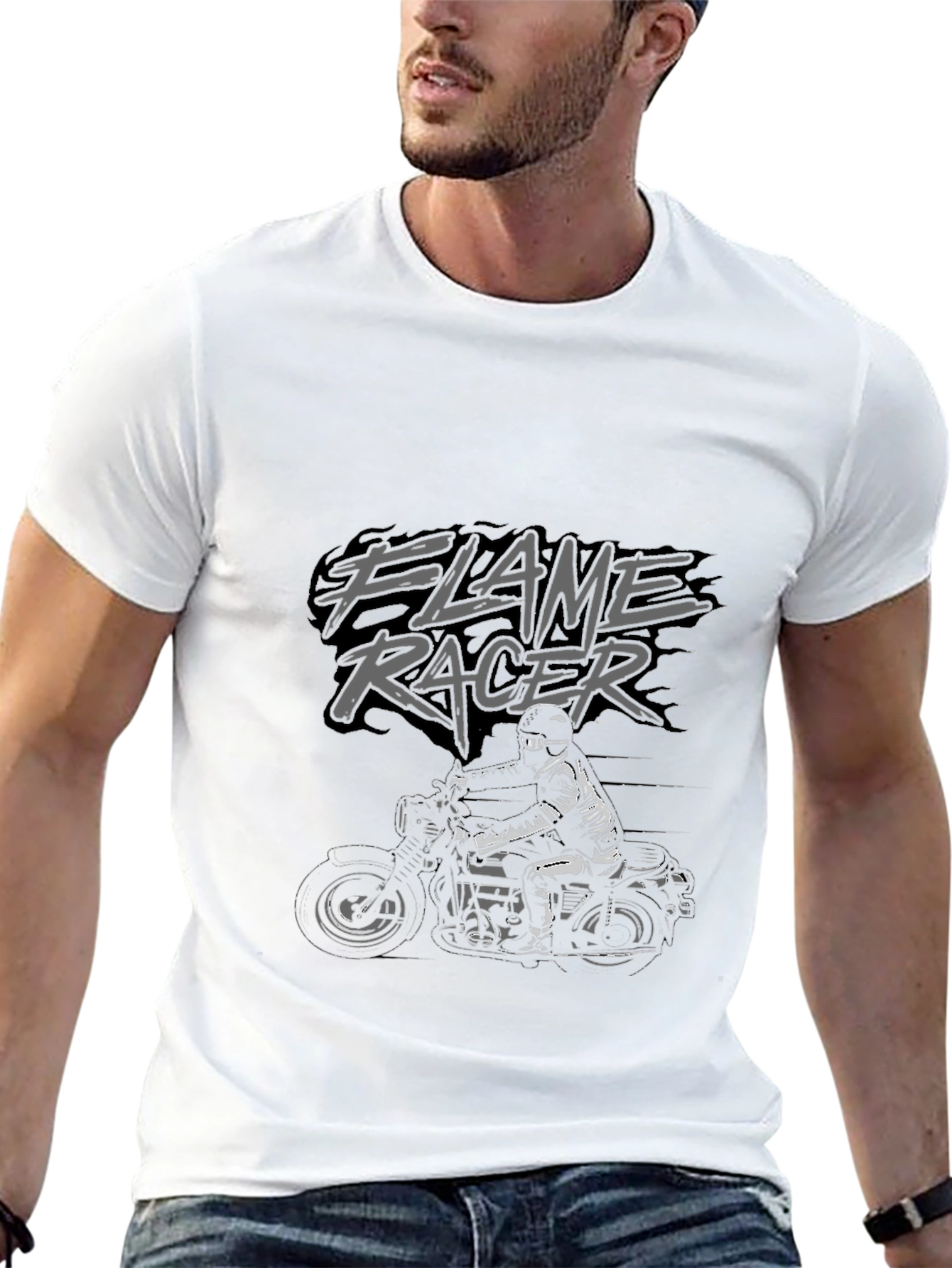 Flame Racer Black T-Shirt - Motorcycle Graphic Tee