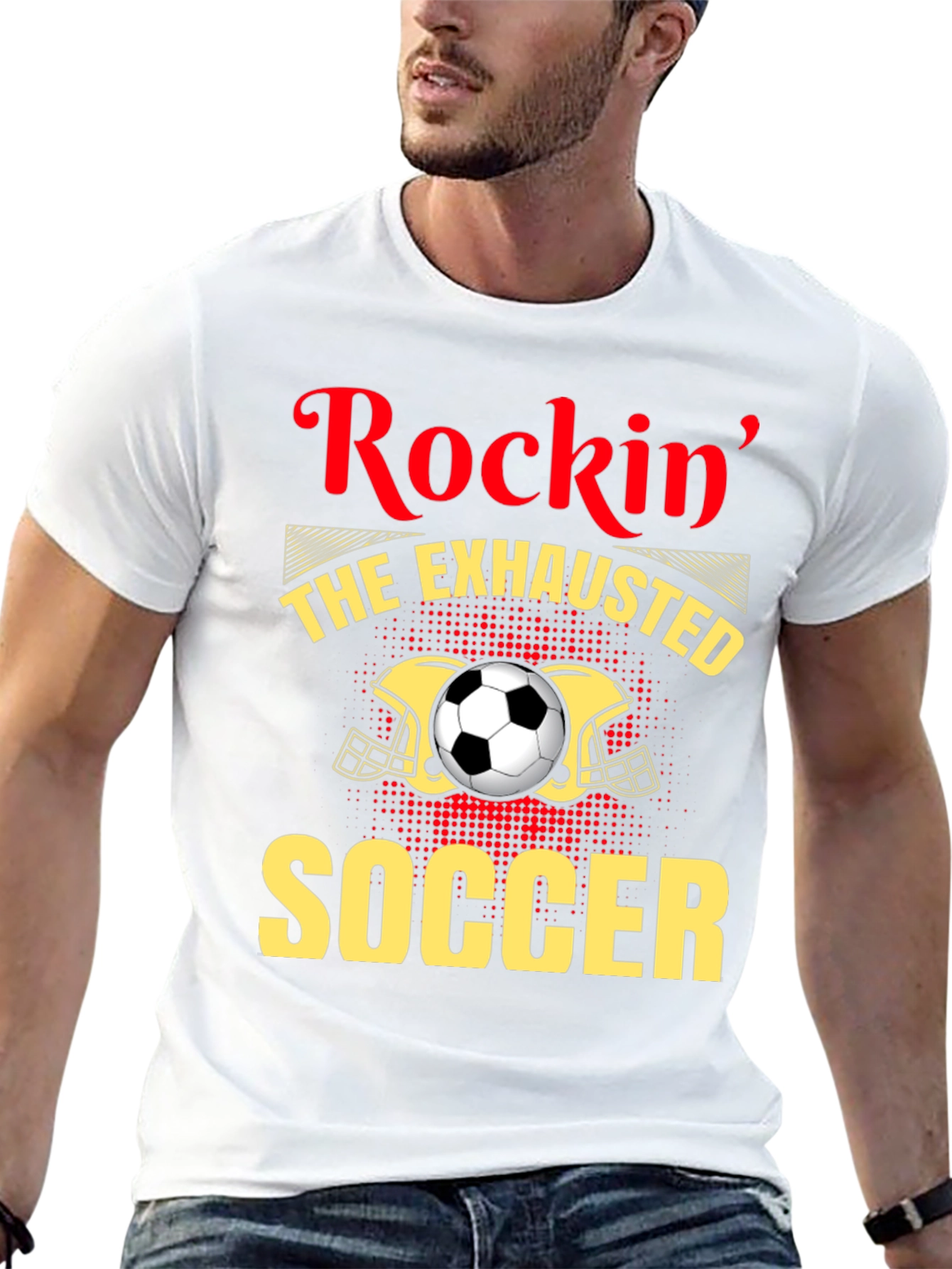 Rockin Exhausted Soccer Player Graphic Tee