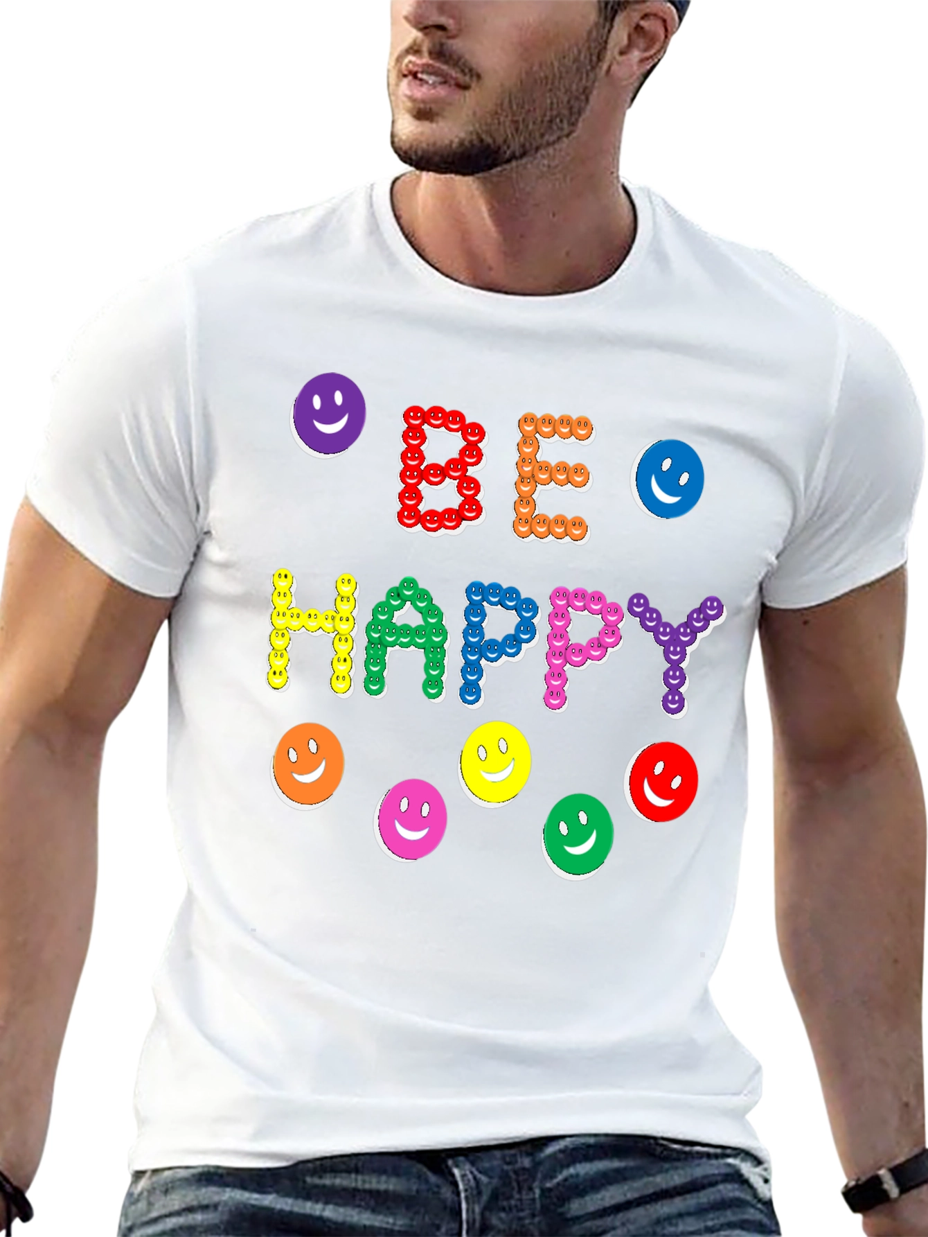 Be Happy Smiley Face Graphic Tee