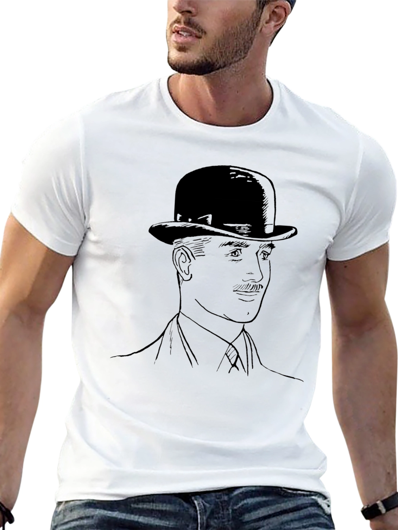 Dapper Gentleman Graphic Tee - Bowler Hat Design