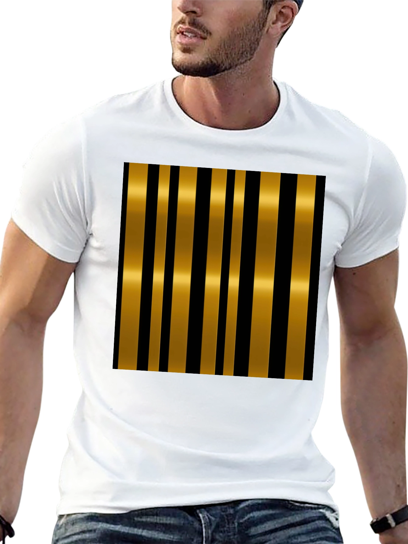 Striped Gold & Black Stylish T-Shirt
