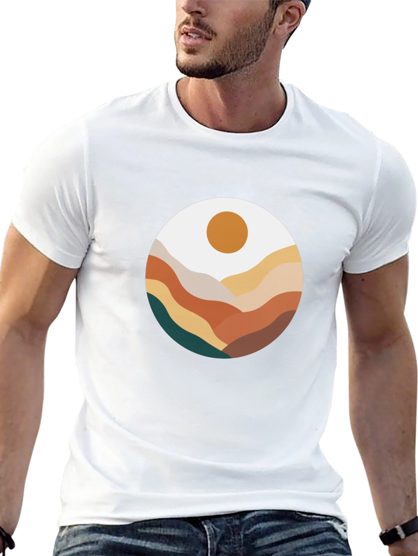 Abstract Mountain Scene Graphic Tee