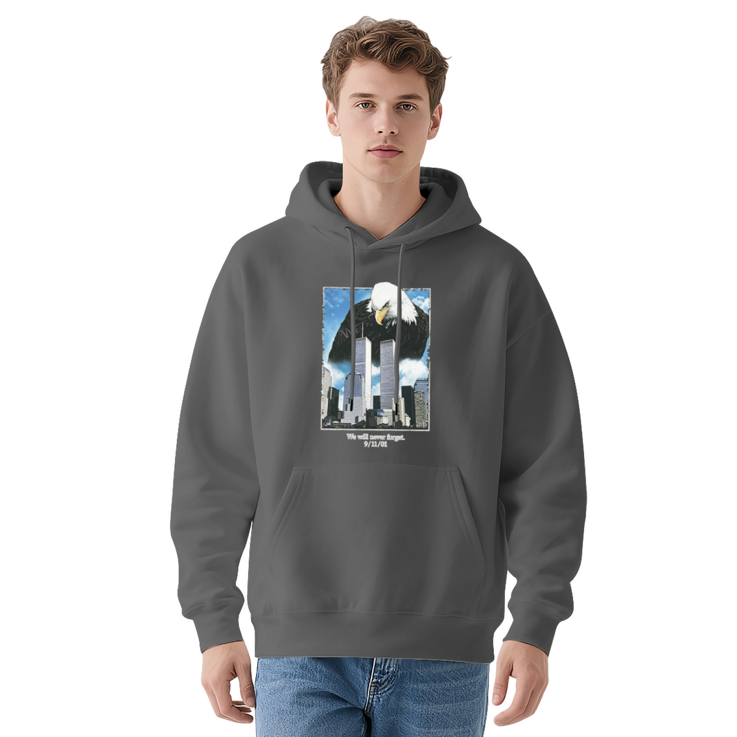 Bald Eagle & Twin Towers Vintage 9/11 Never Forget Hoodie