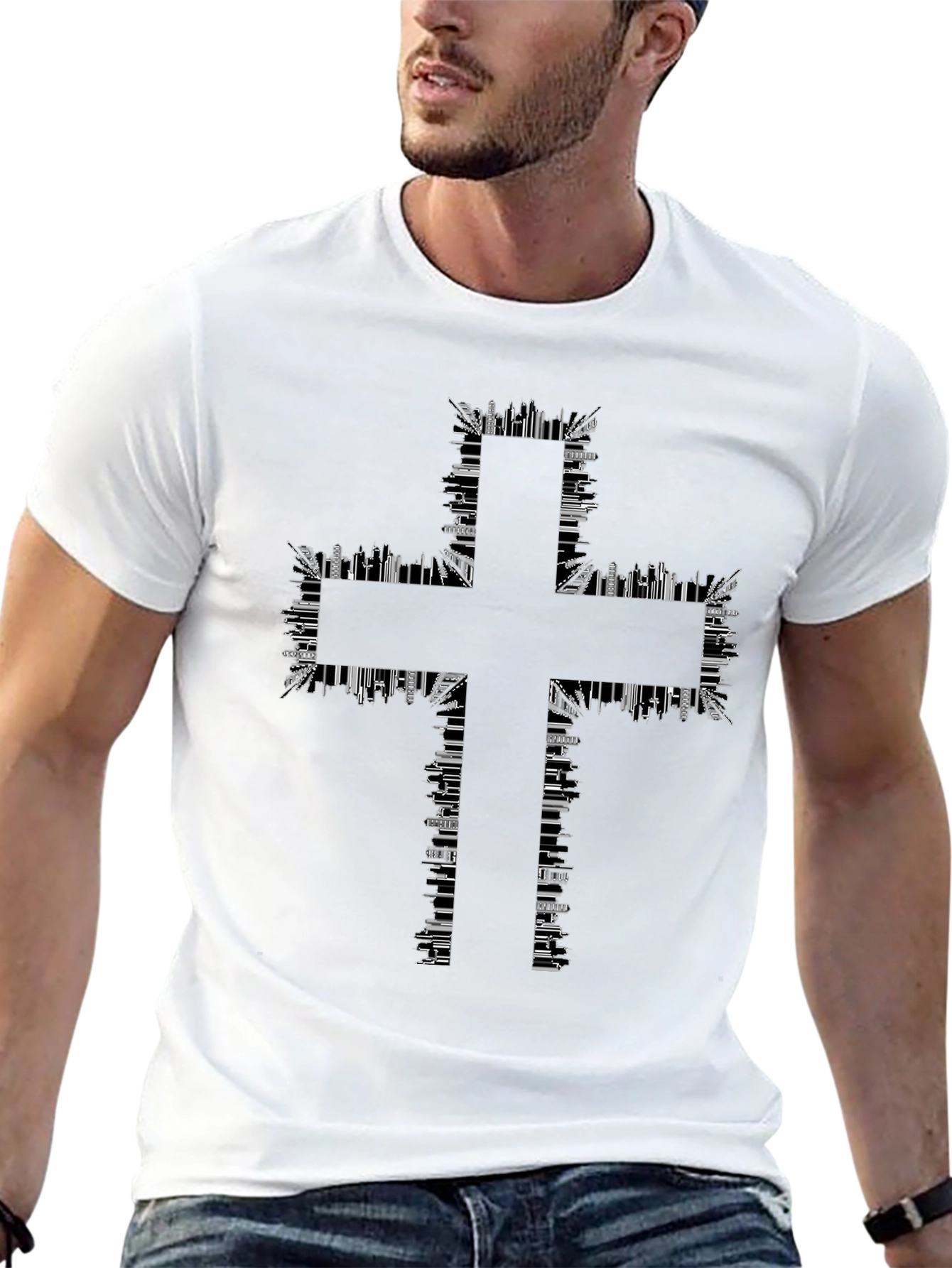 Urban Cross T-Shirt - Cityscape Design