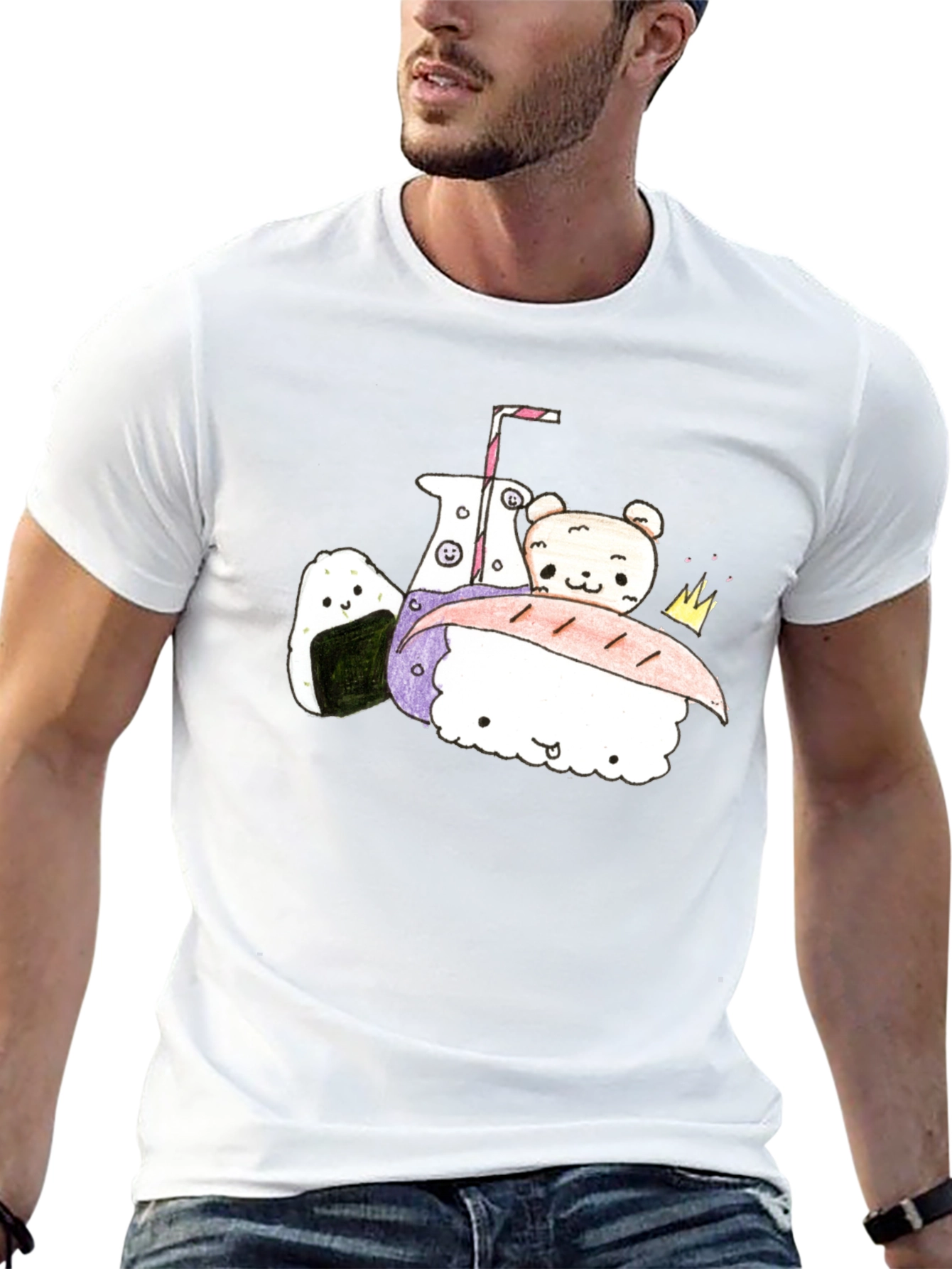 Cute Kawaii Food T-Shirt - Black