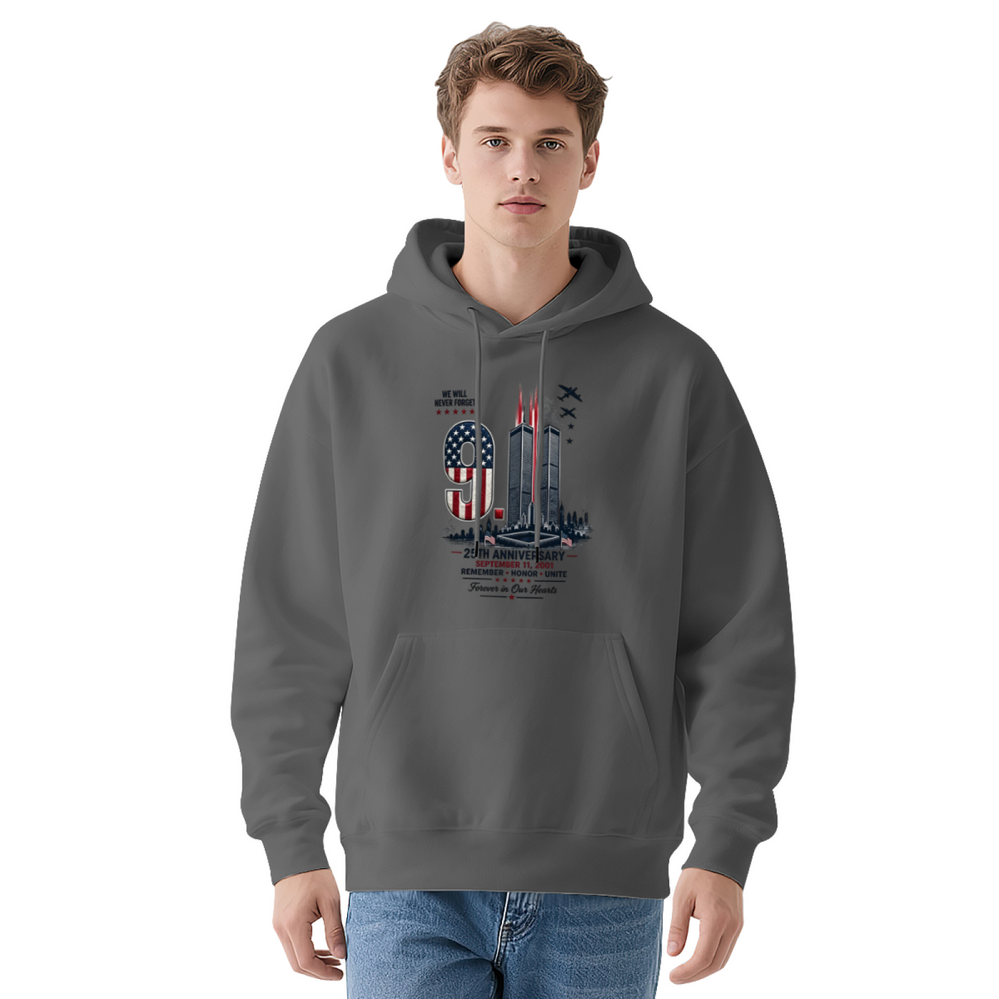 25th Anniversary We Will Never Forget 9/11 Memorial Tribute Hoodie