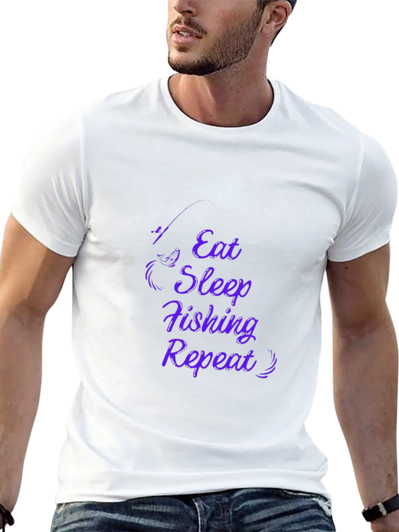 Eat Sleep Fishing Repeat Black Graphic Tee