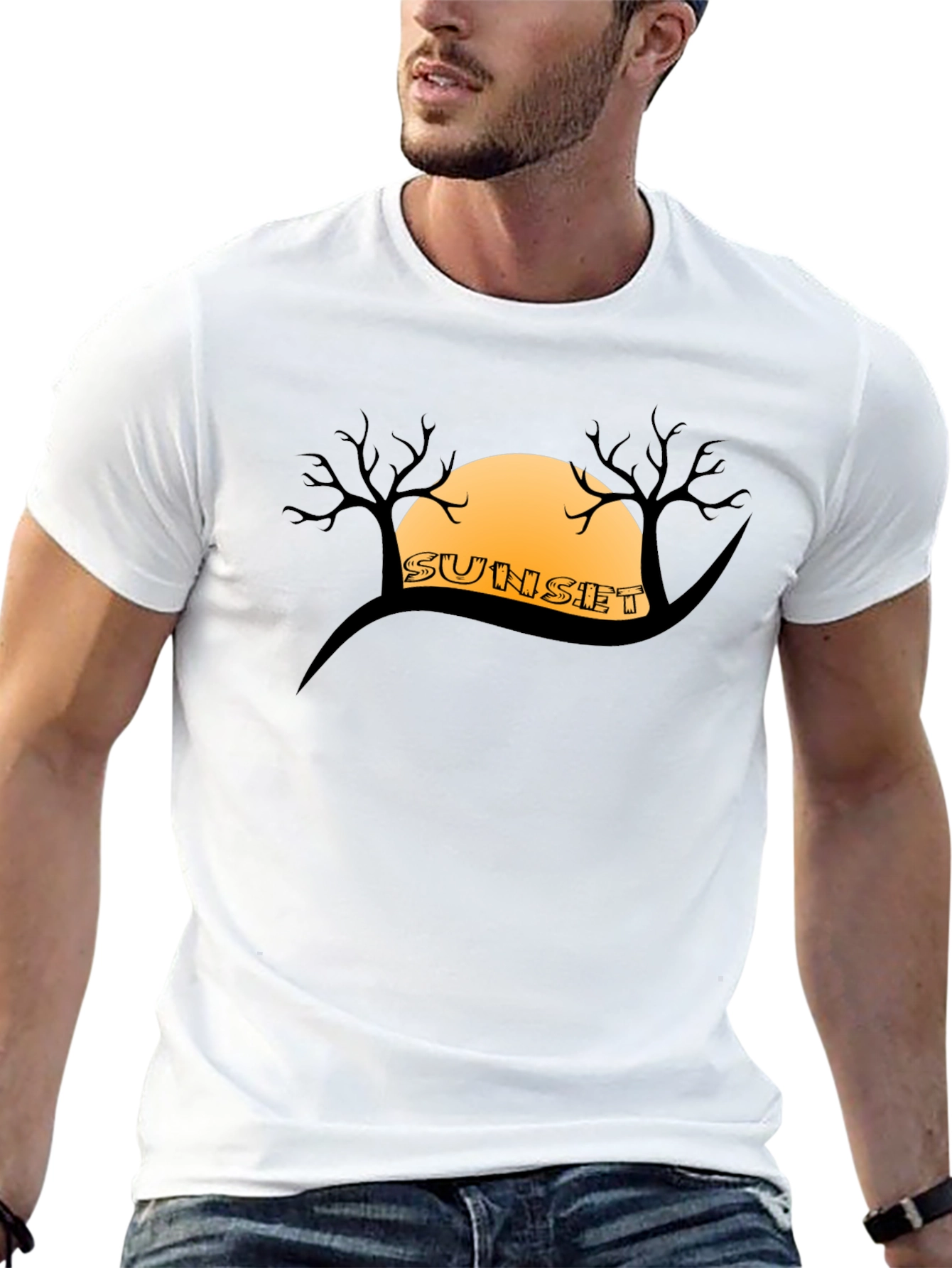 Sunset Silhouette Graphic Tee - Mens Black T-Shirt