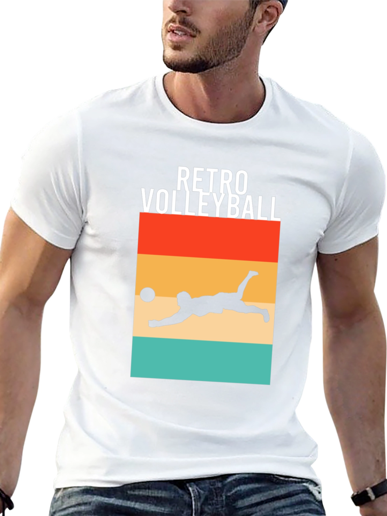 Retro Volleyball Graphic Tee - Black Cotton Shirt