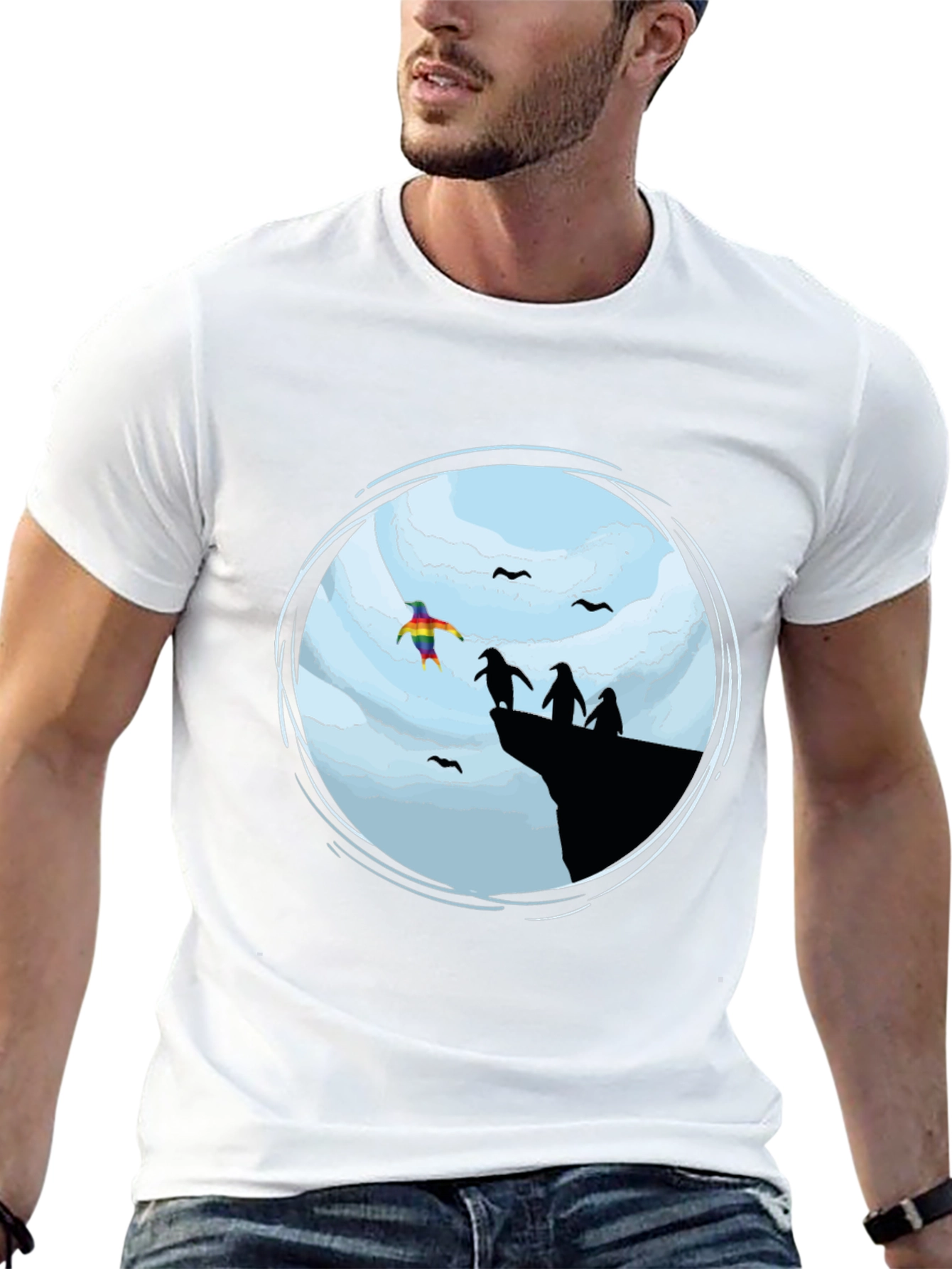 Penguin Cliff T-Shirt - Pride Design