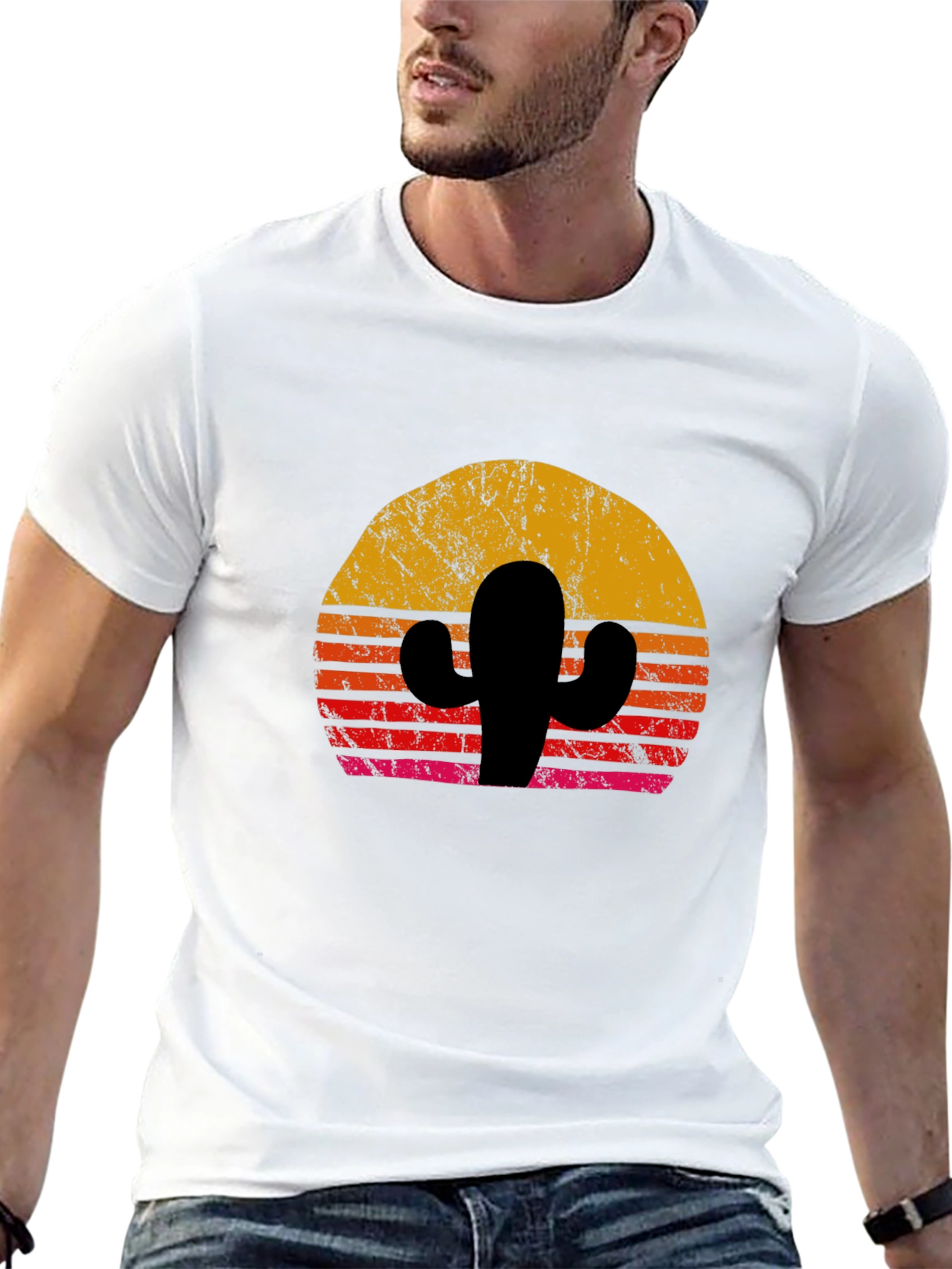 Retro Cactus Sunset Graphic Tee