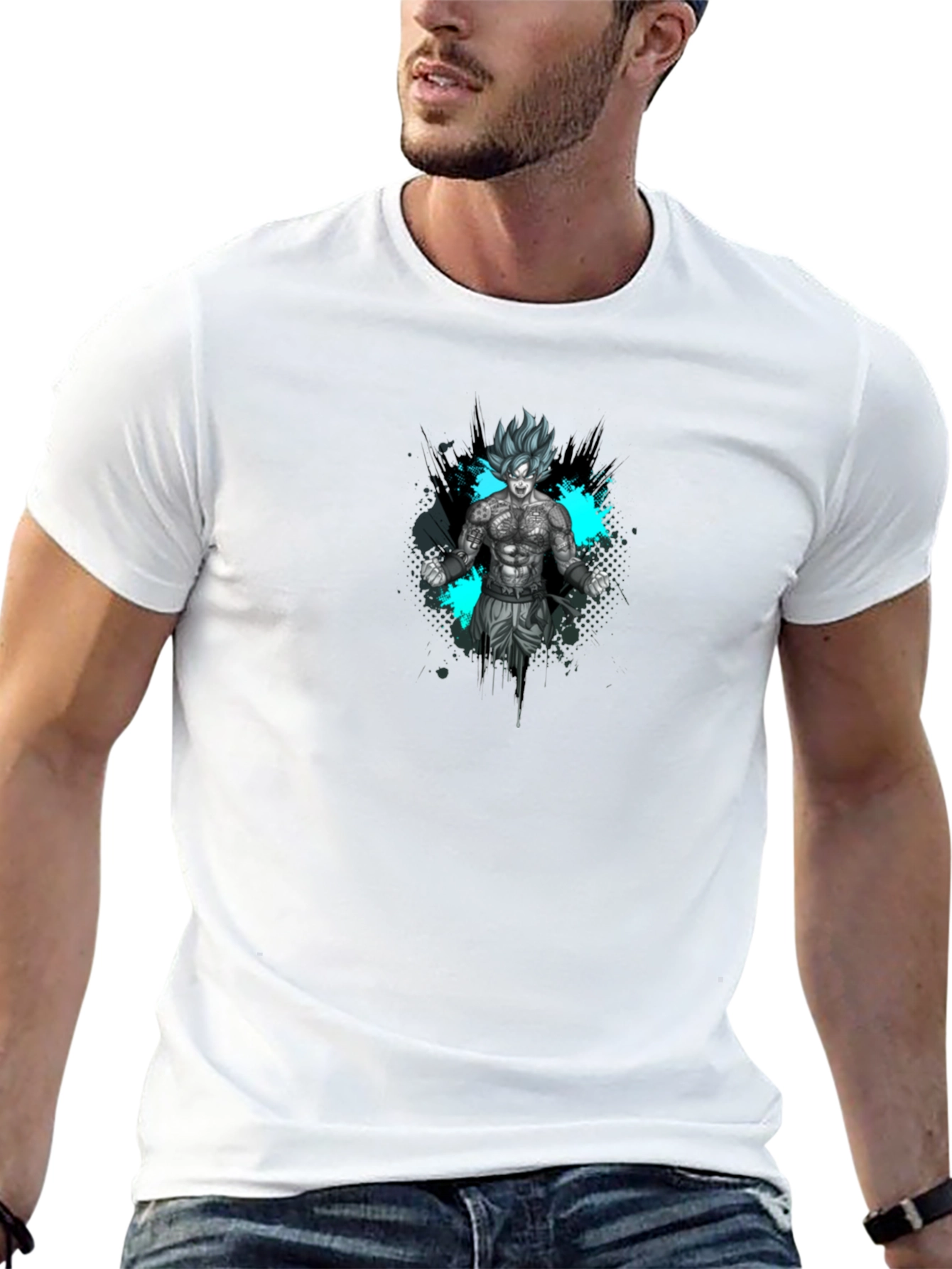 Goku Super Saiyan Tattoo Art Black T-Shirt