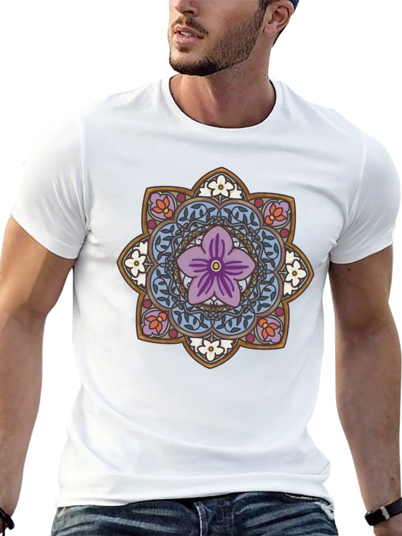 Floral Mandala Graphic Tee - Black