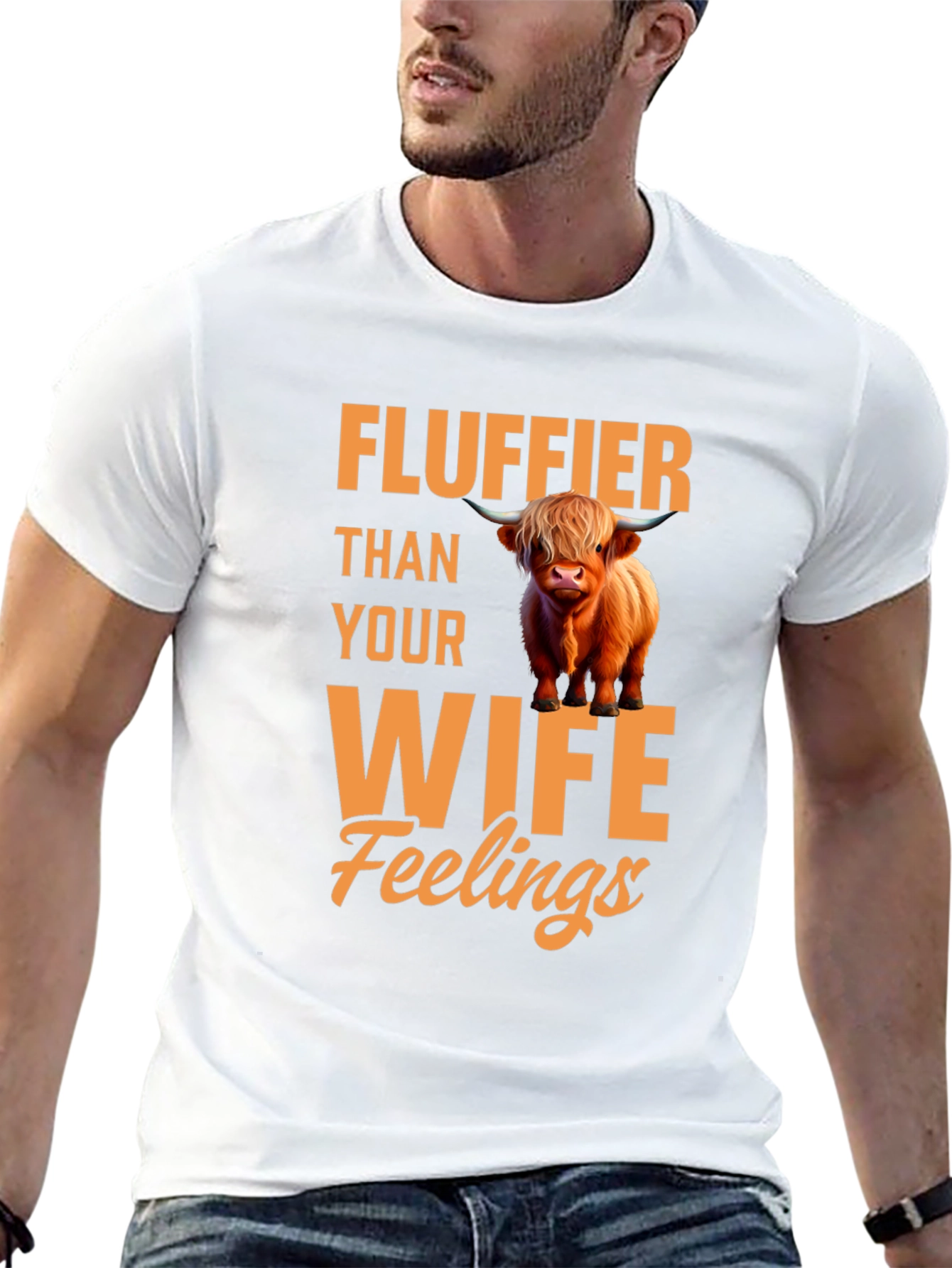 Fluffier Than Your Wife Highland Cow T-Shirt