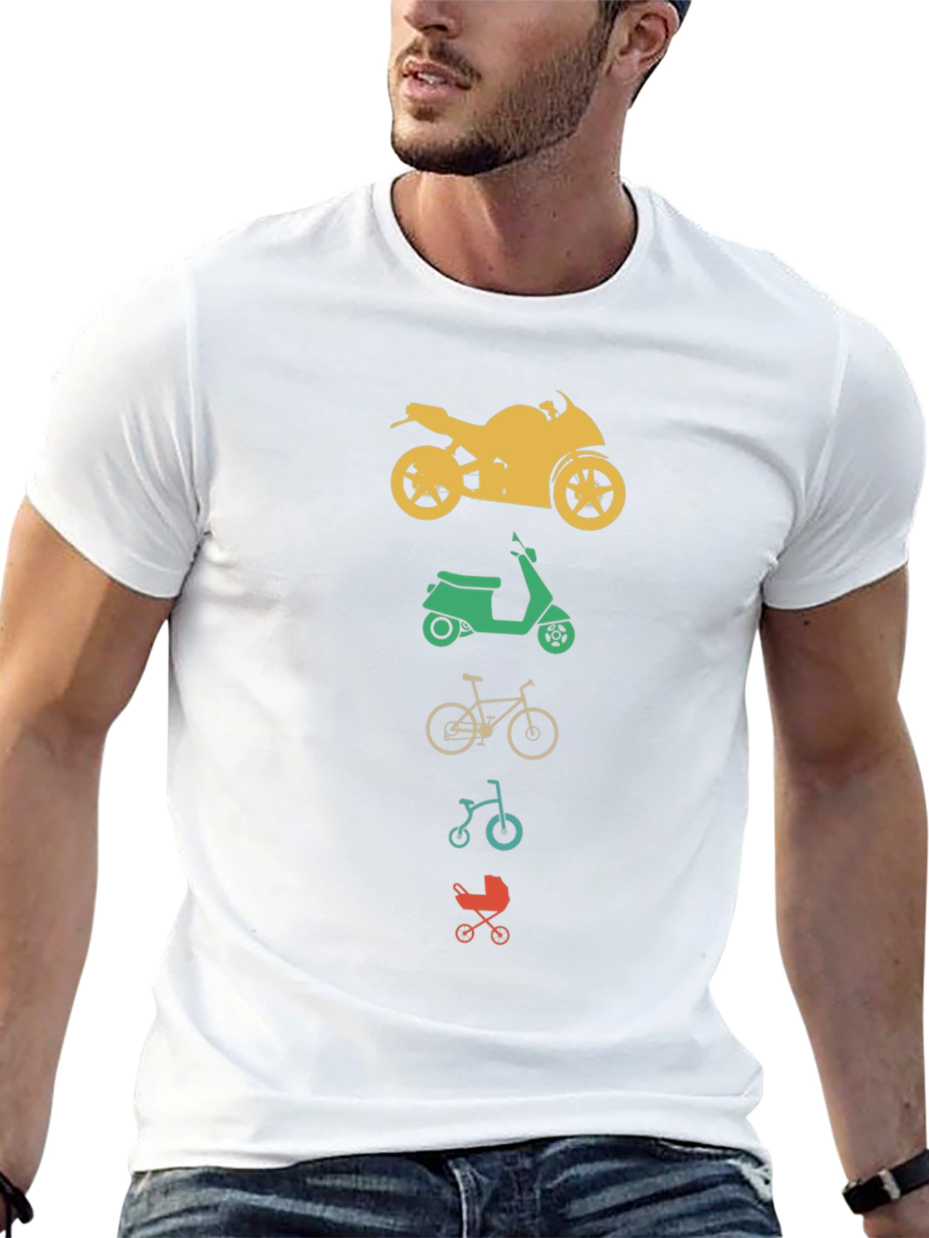 Vehicles T-Shirt: Motorcycle Scooter Bicycle Stroller