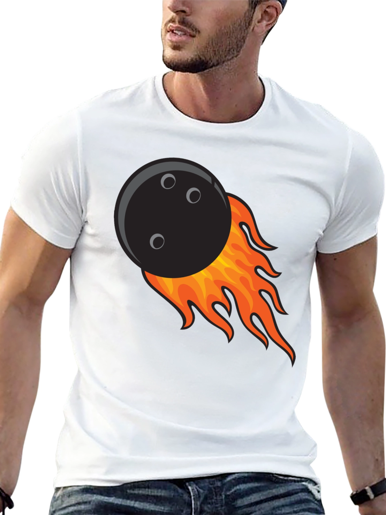 Flaming Bowling Ball Graphic Tee - Cool Strike!
