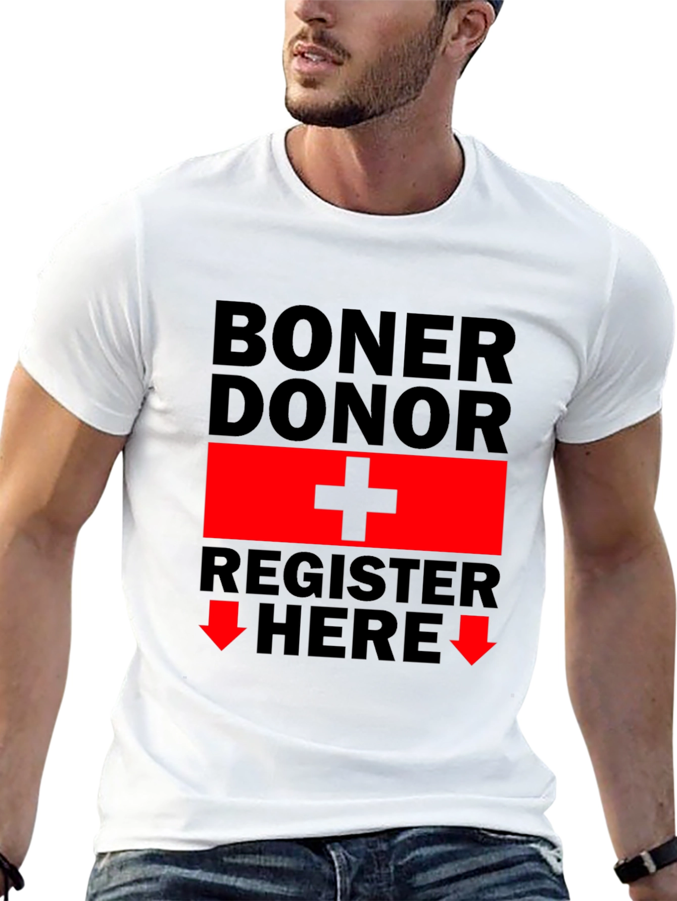 Boner Donor Register Here Funny Graphic Tee