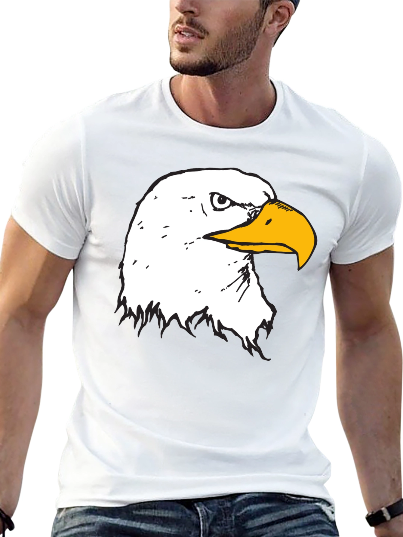 Bold Eagle Graphic Tee - Black Cotton T-Shirt