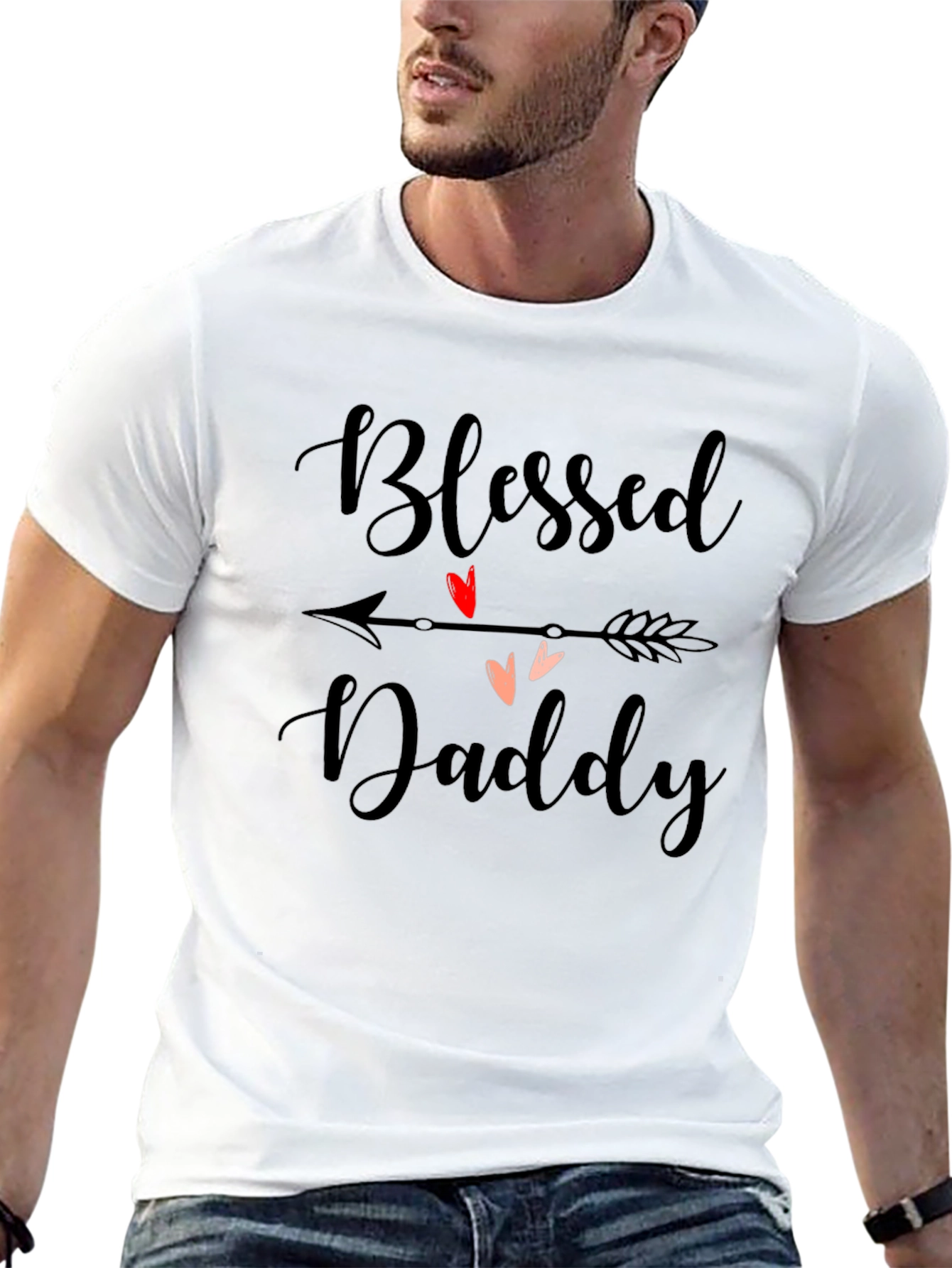Blessed Daddy Graphic Print Black T-Shirt