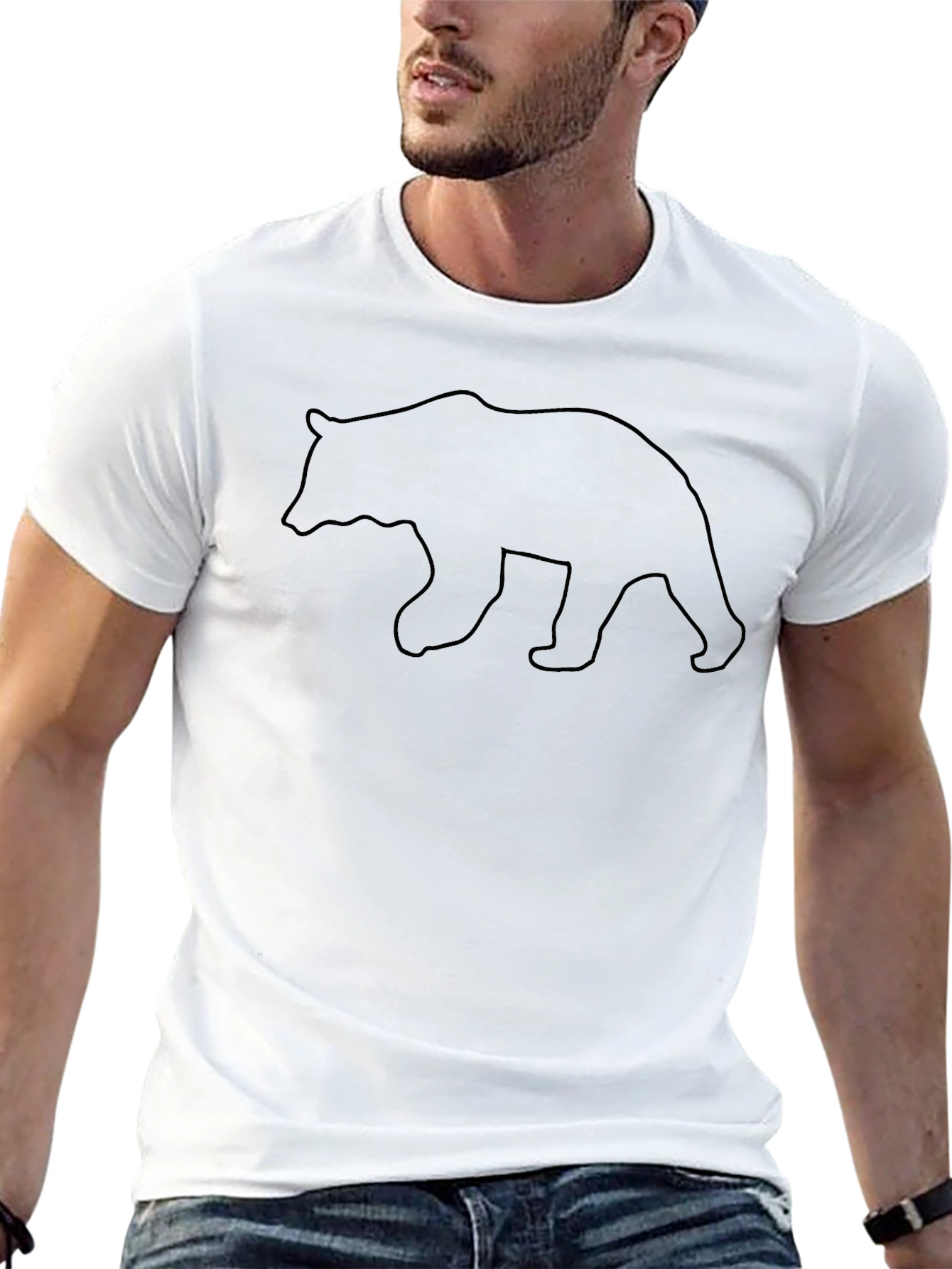 Bear Graphic Tee - Black Cotton T-Shirt