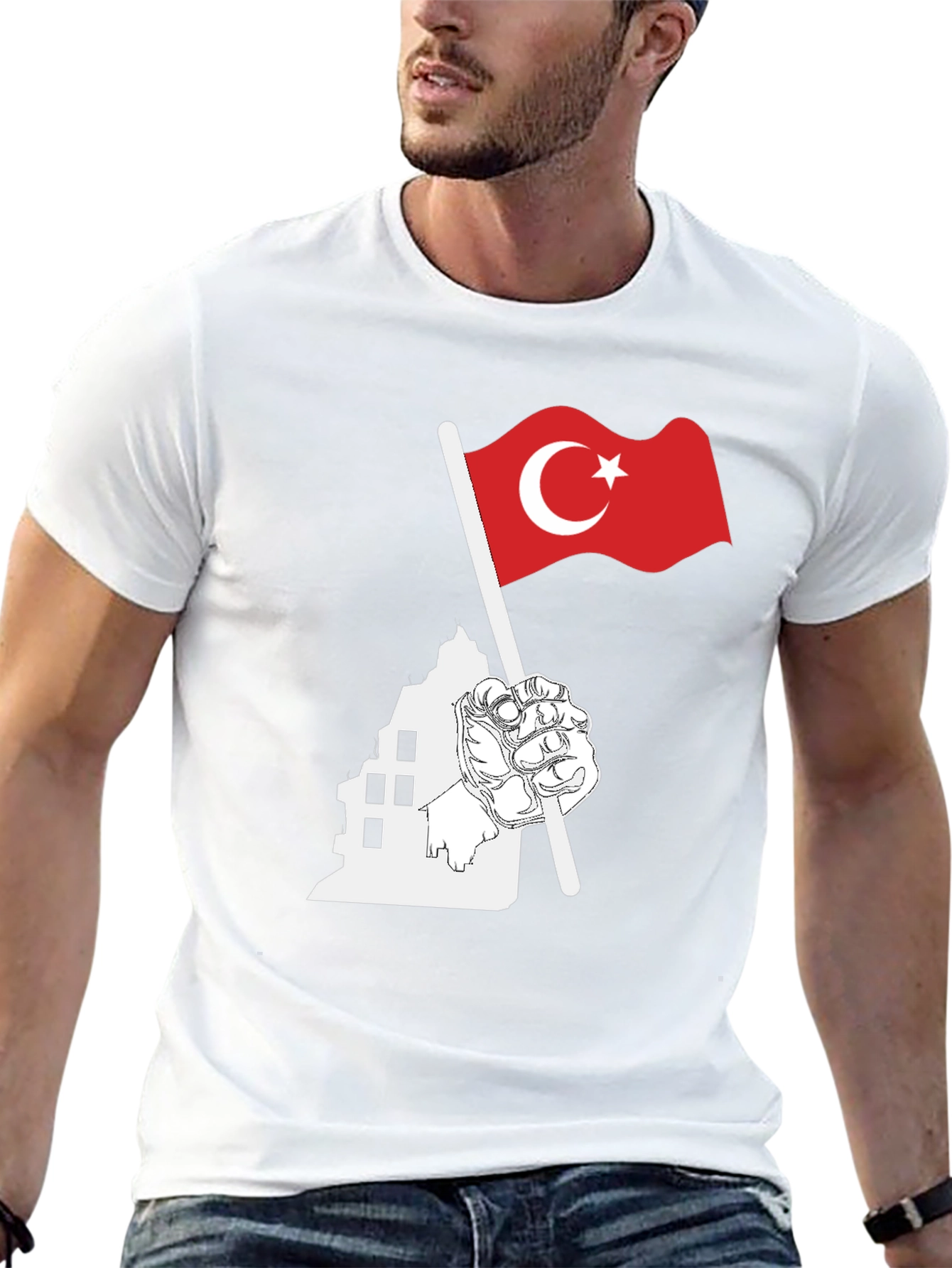Turkey Flag Graphic Black T-Shirt