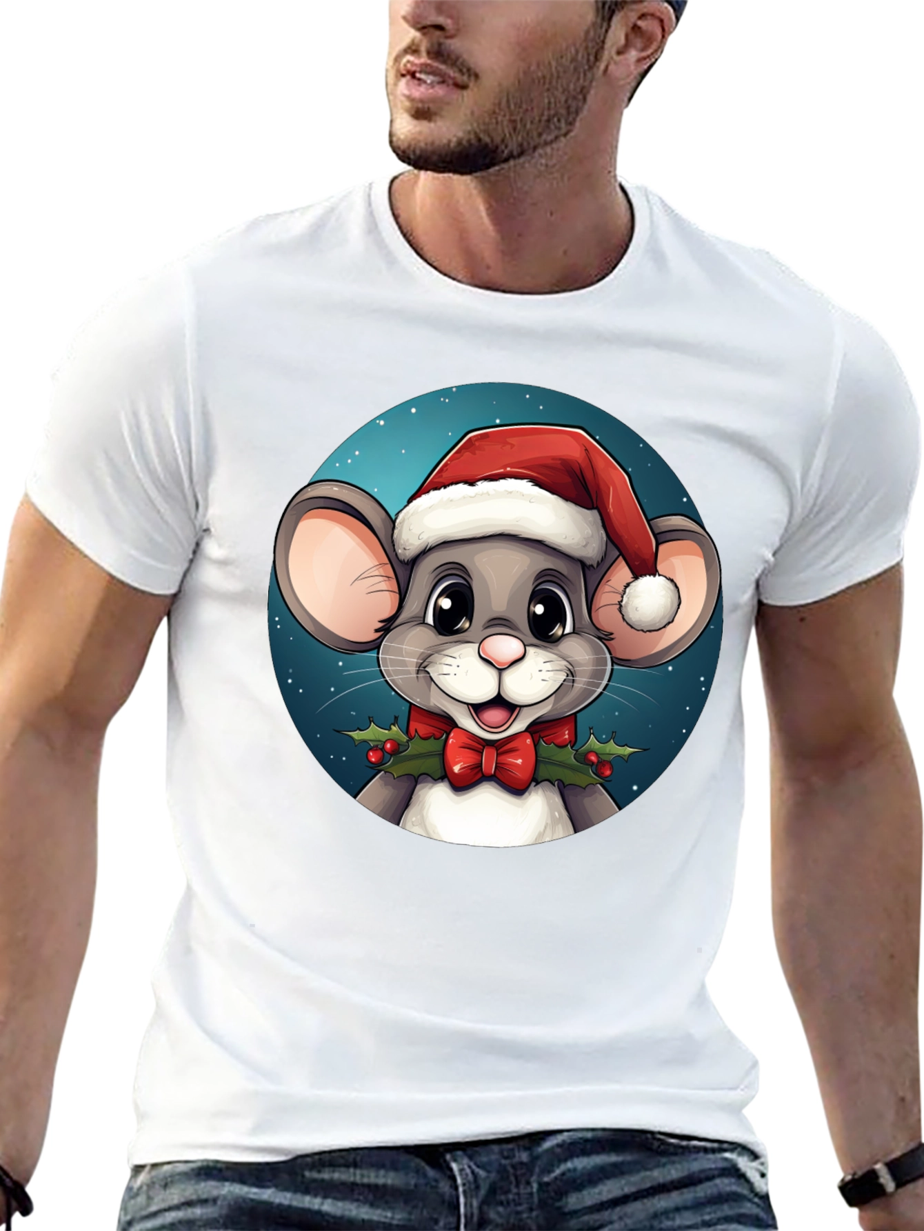 Festive Mouse Graphic Tee - Holiday Cheer!
