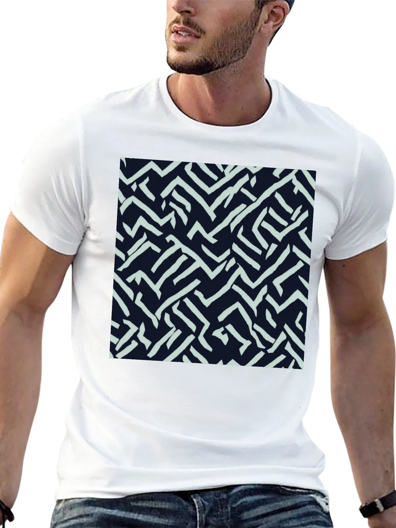 Abstract Labyrinth Print Tee - Modern Casual Style