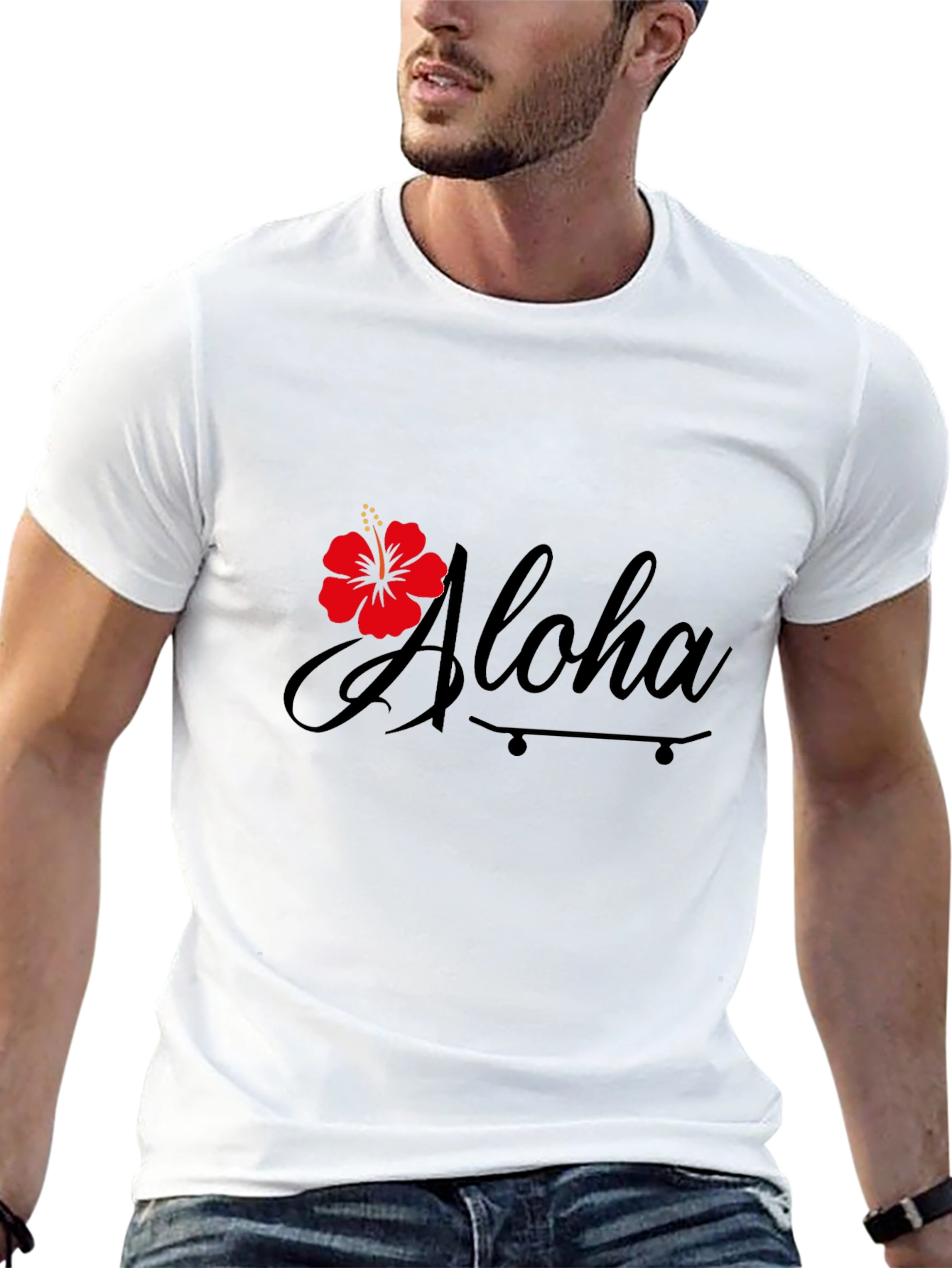 Aloha Hibiscus Graphic Black T-Shirt