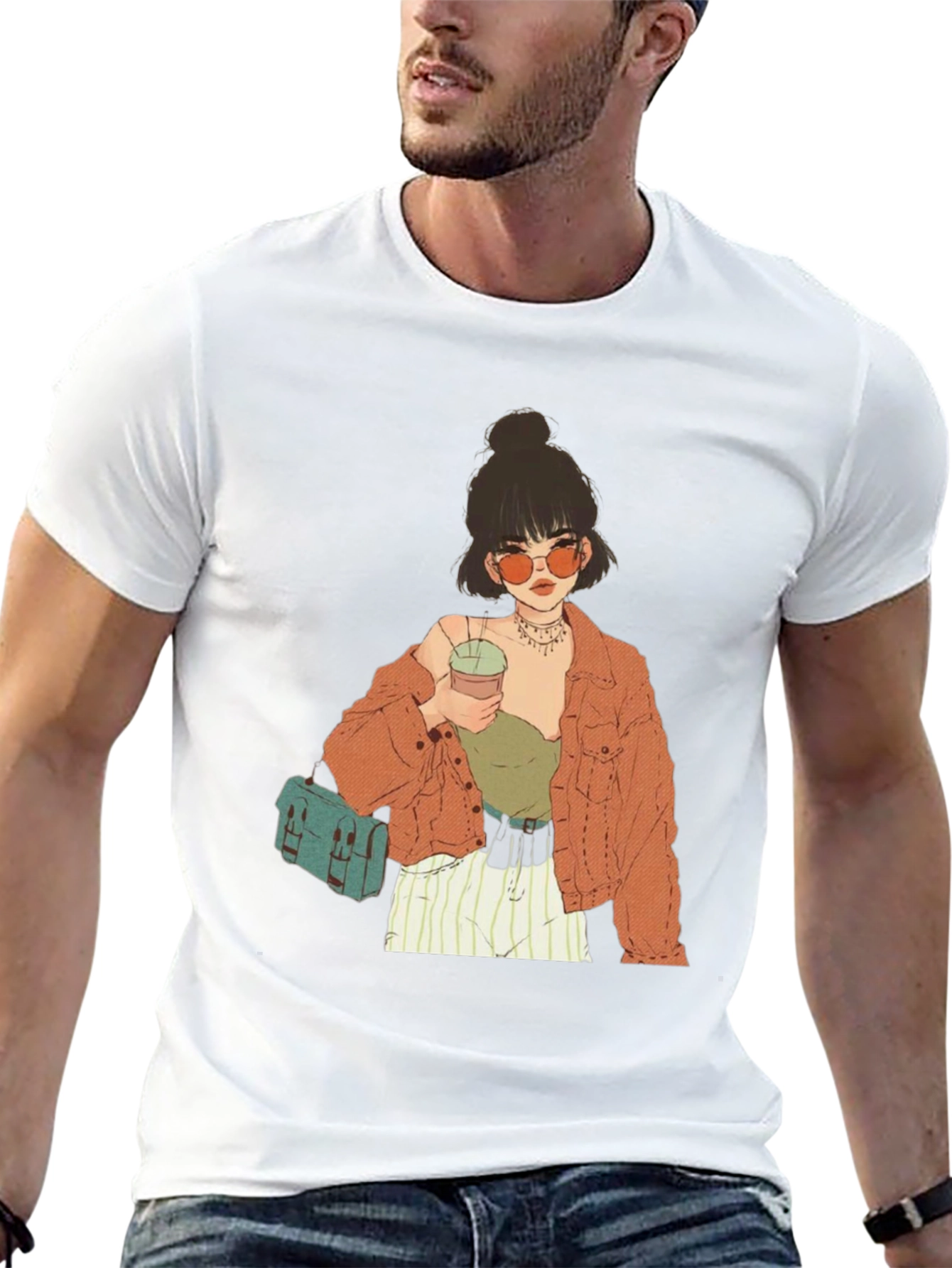 Trendy Girl Graphic Tee - Casual Black T-Shirt