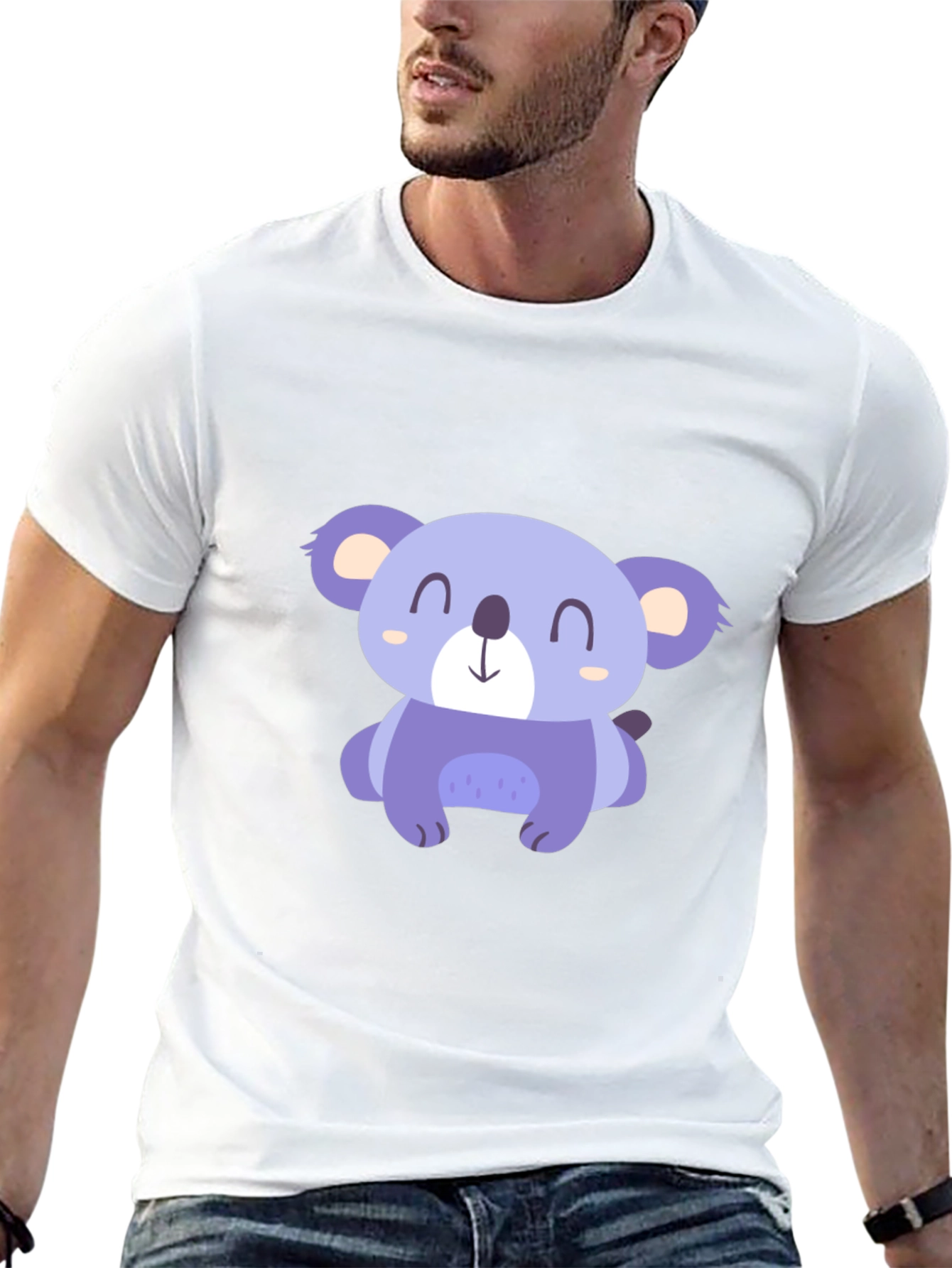 Cute Koala Graphic Tee - Casual Black T-Shirt