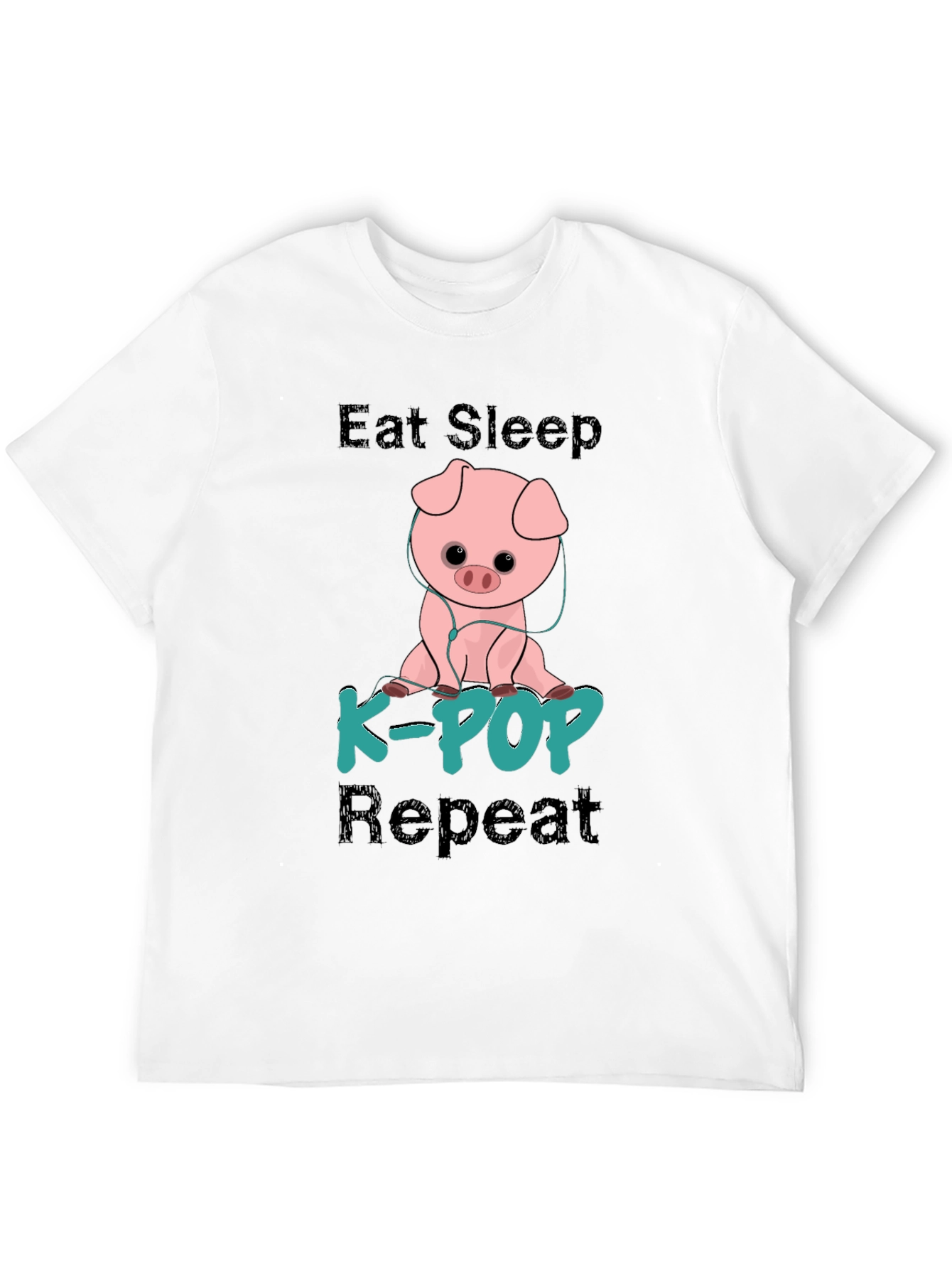 Eat Sleep K-Pop Repeat Pig Graphic Tee