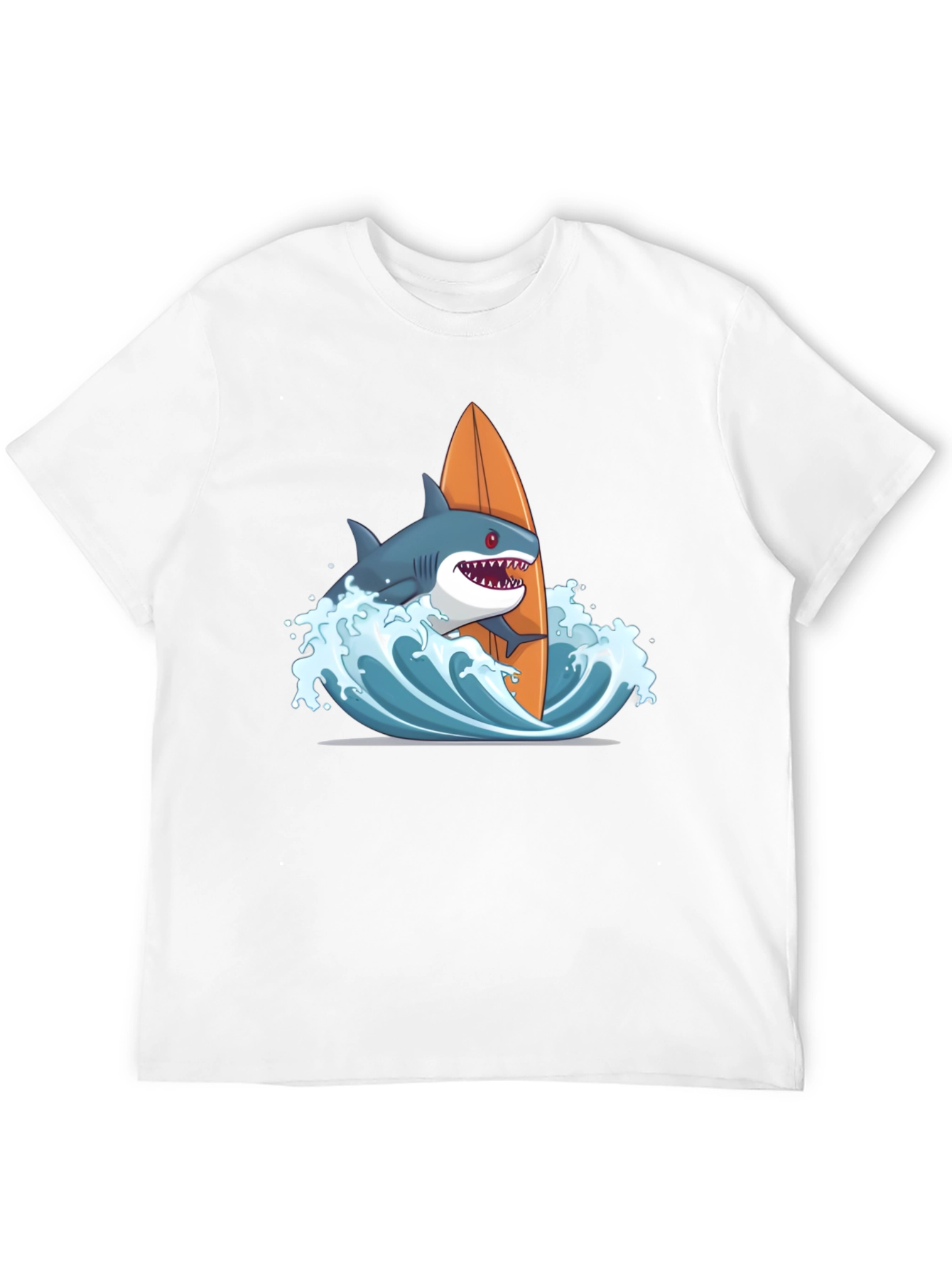 Shark Surfing Graphic T-Shirt - Black Cotton Tee