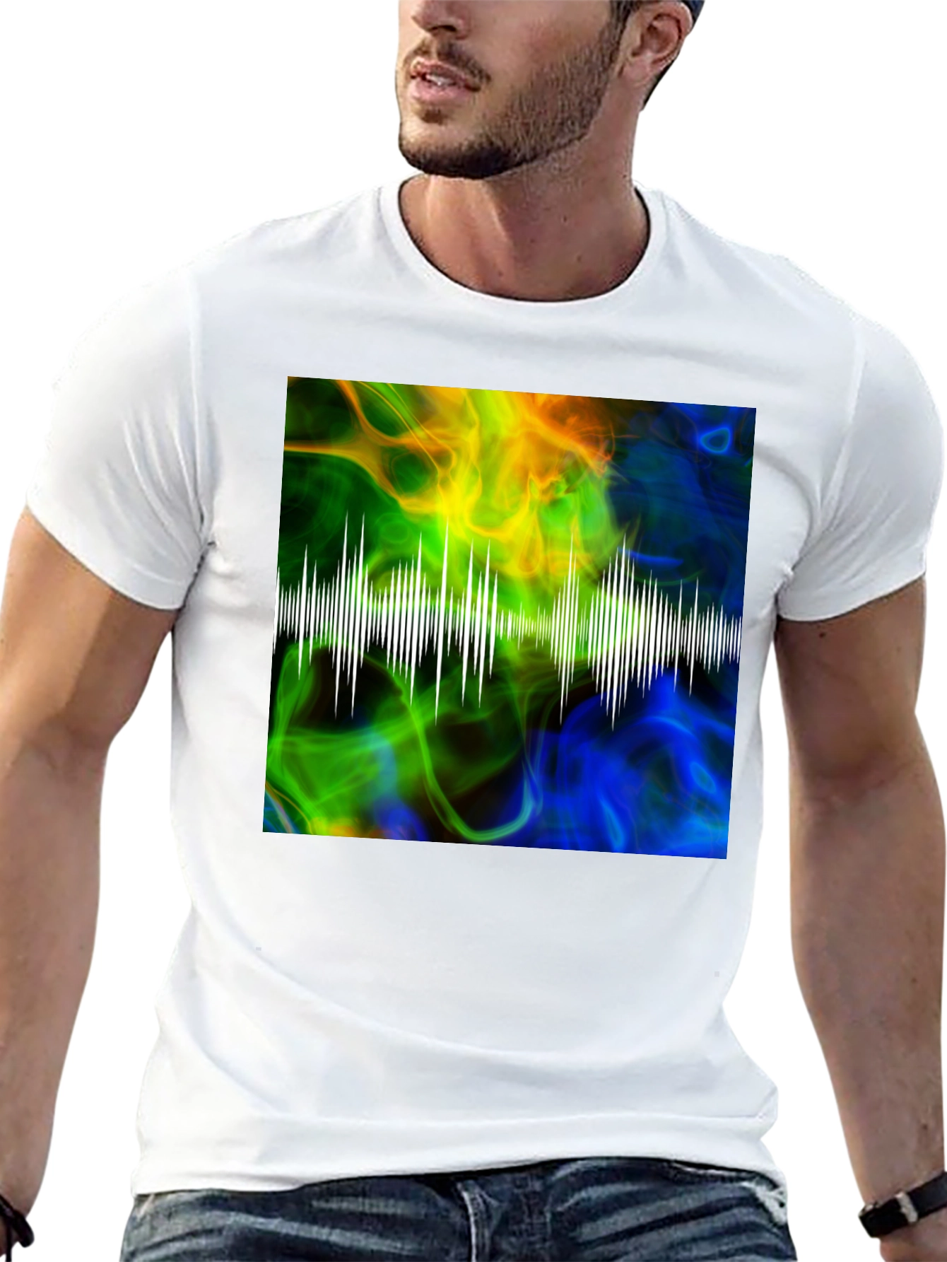 Abstract Soundwave Graphic Black T-Shirt