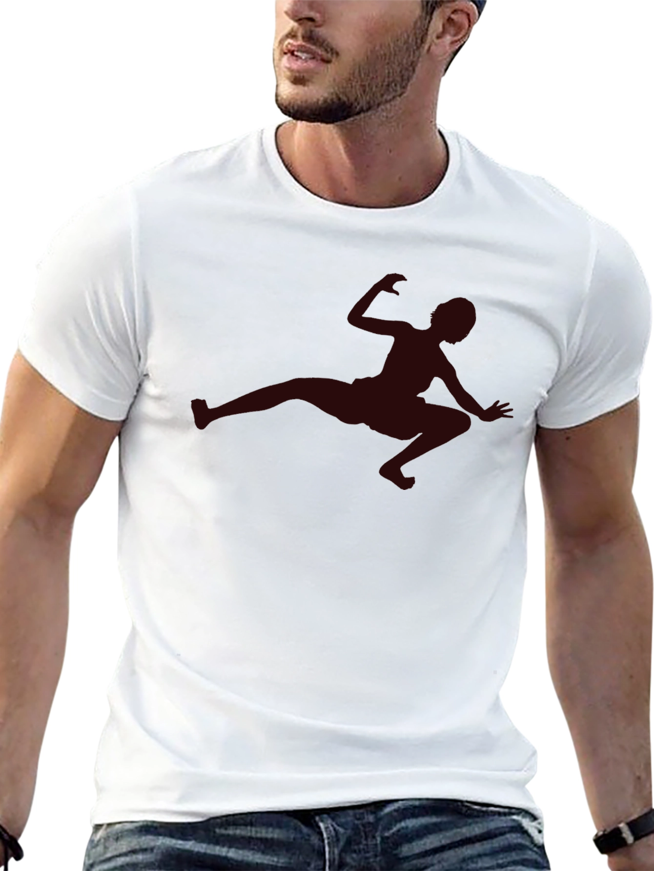 Mans Black T-Shirt with Silhouette Design
