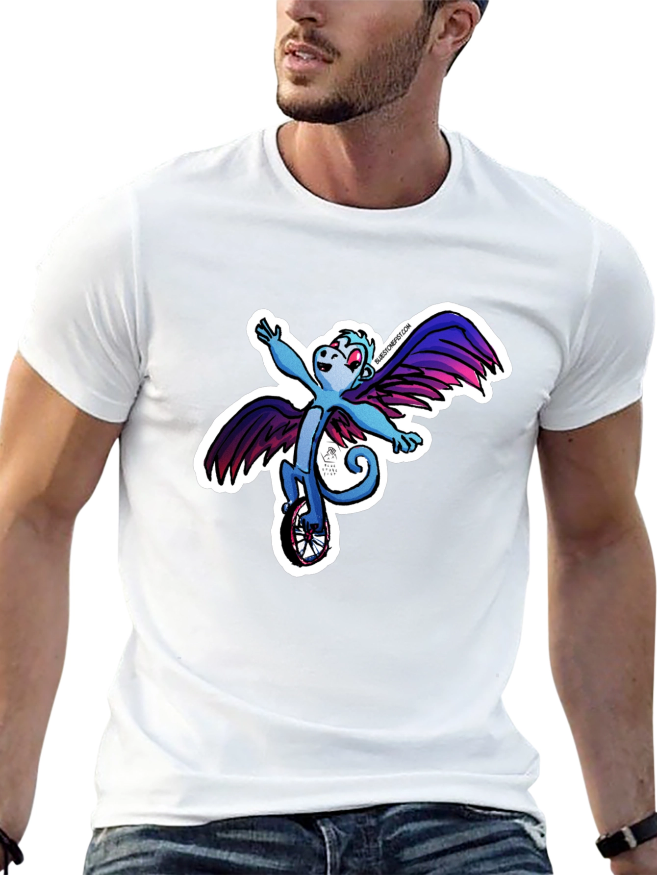 Winged Monkey Unicycle Black T-Shirt