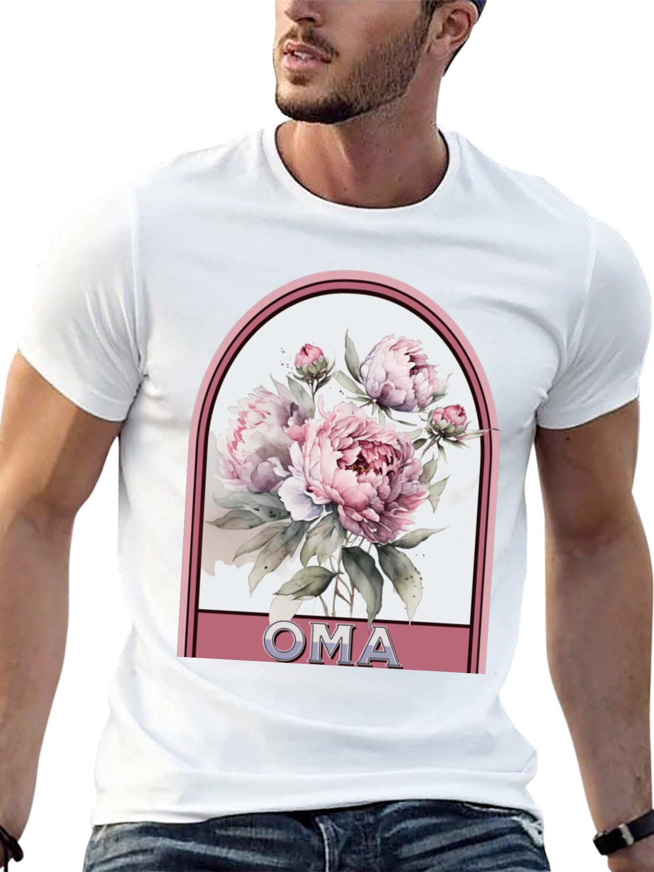 Floral Oma T-Shirt - Black
