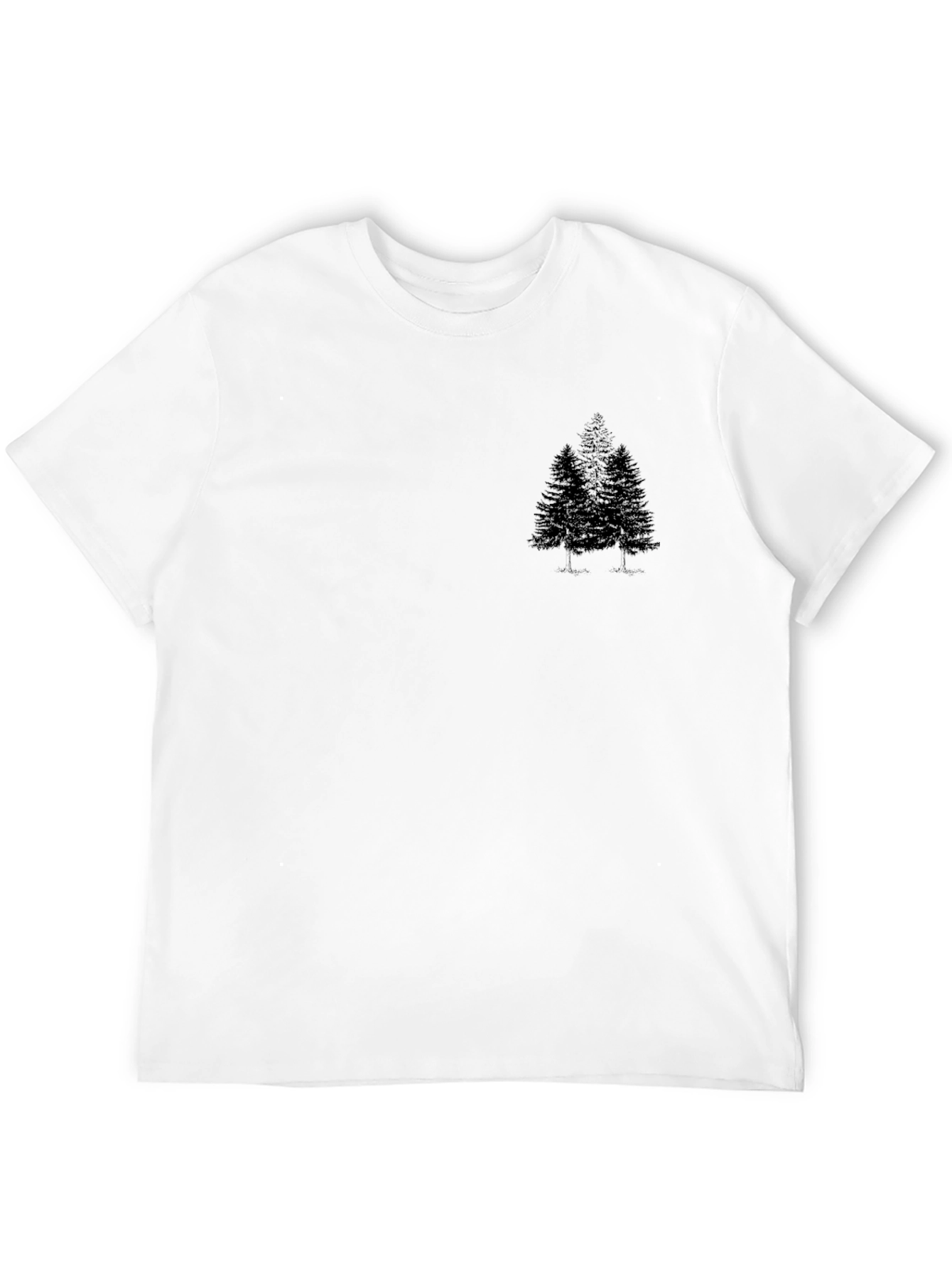 Mens Black Crewneck Tee with Pine Tree Graphic