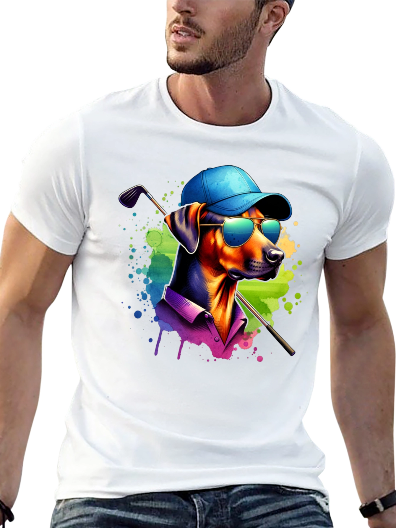 Dog Golfer Graphic Tee - Cool Canine Style