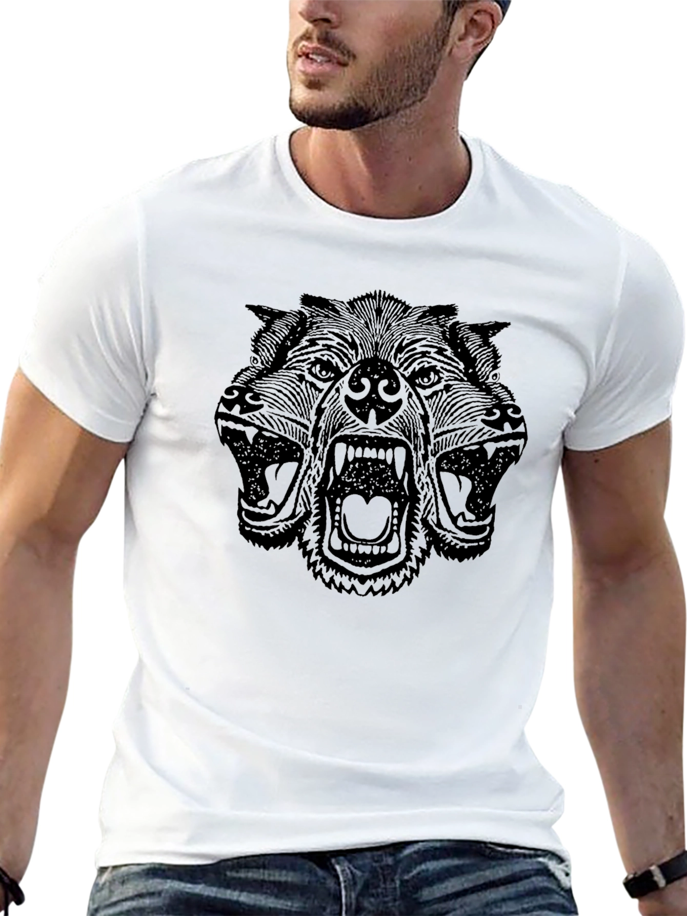 Cerberus Graphic Print Tee - Black
