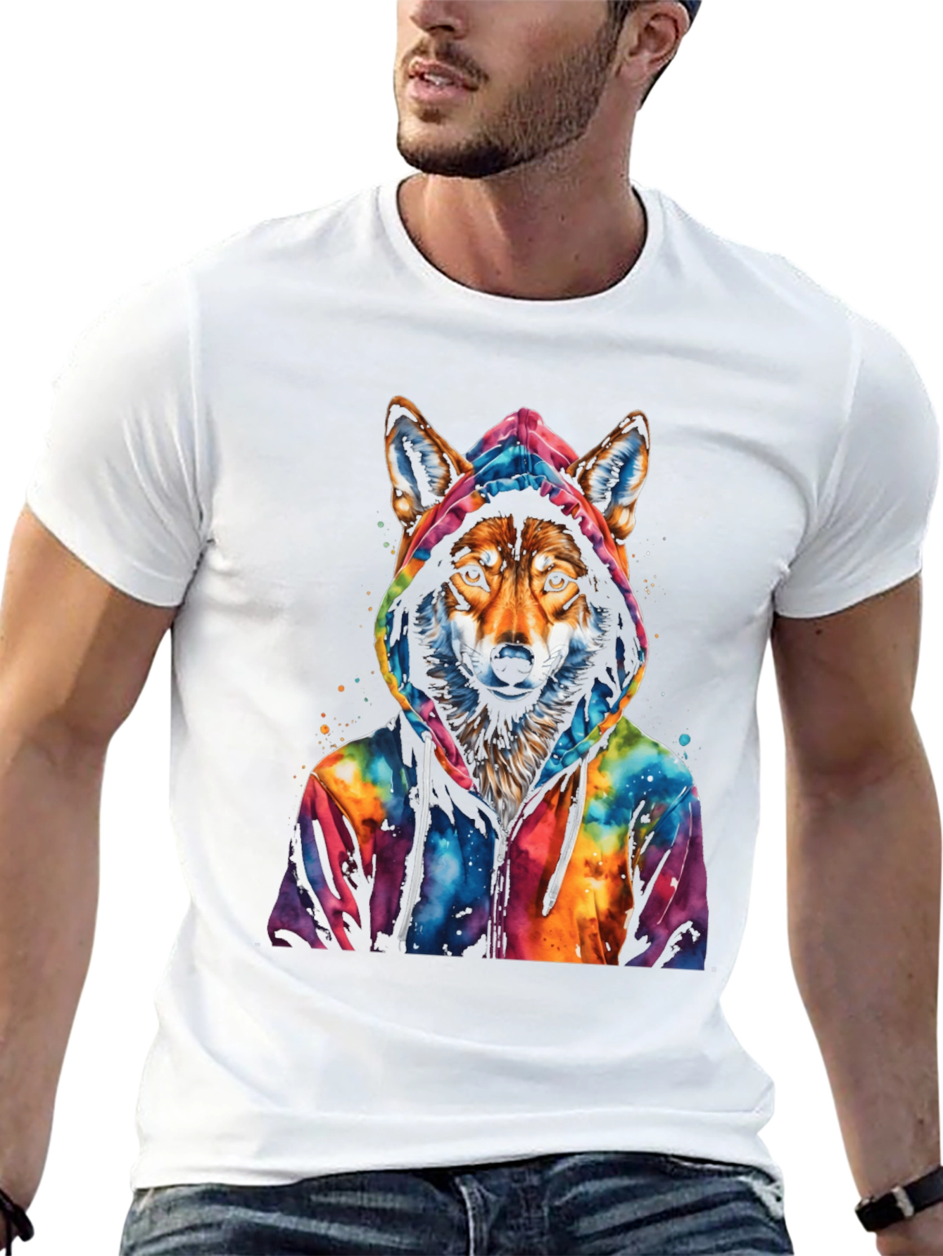 Wolf in Hoodie Graphic Tee