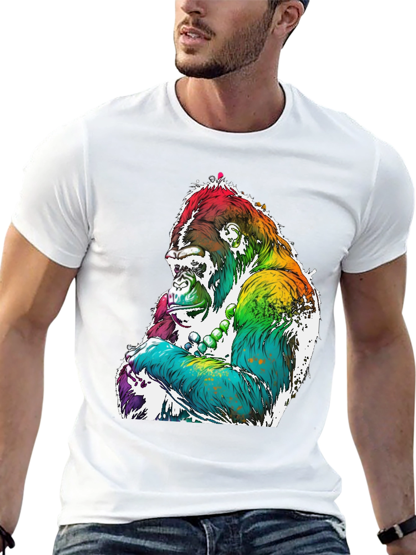 Rainbow Gorilla Graphic Tee - Mens Black T-Shirt