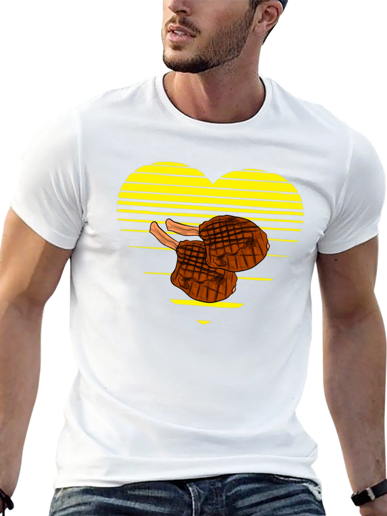 Steak Lover Heart T-Shirt - BBQ Grill Master Tee
