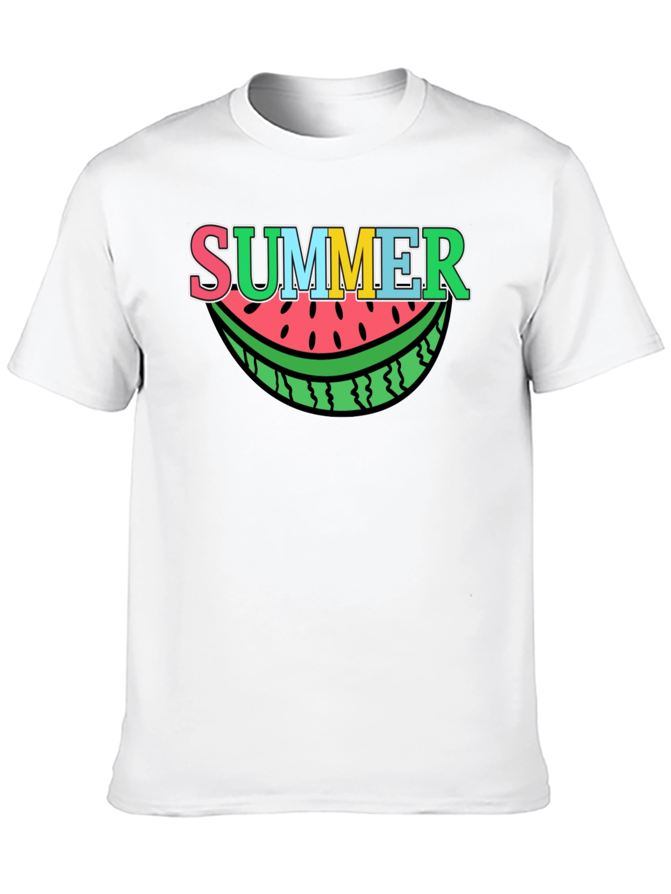 Summer Watermelon Graphic Tee - Black Cotton T-Shirt