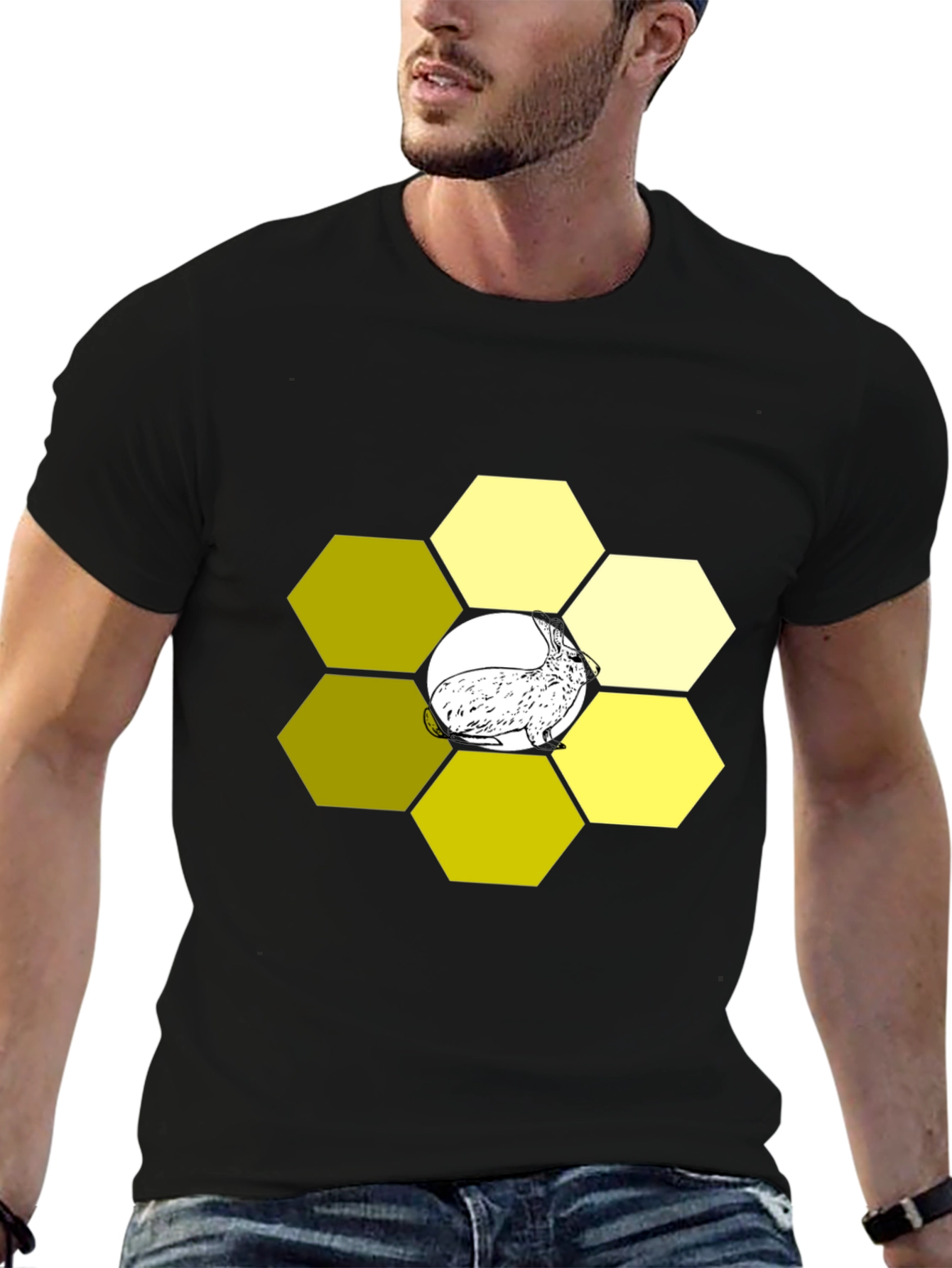 Honeycomb Rabbit Graphic Tee - Unique Design