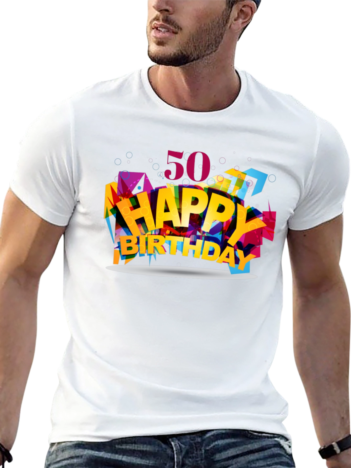 50th Happy Birthday Graphic Tee - Black