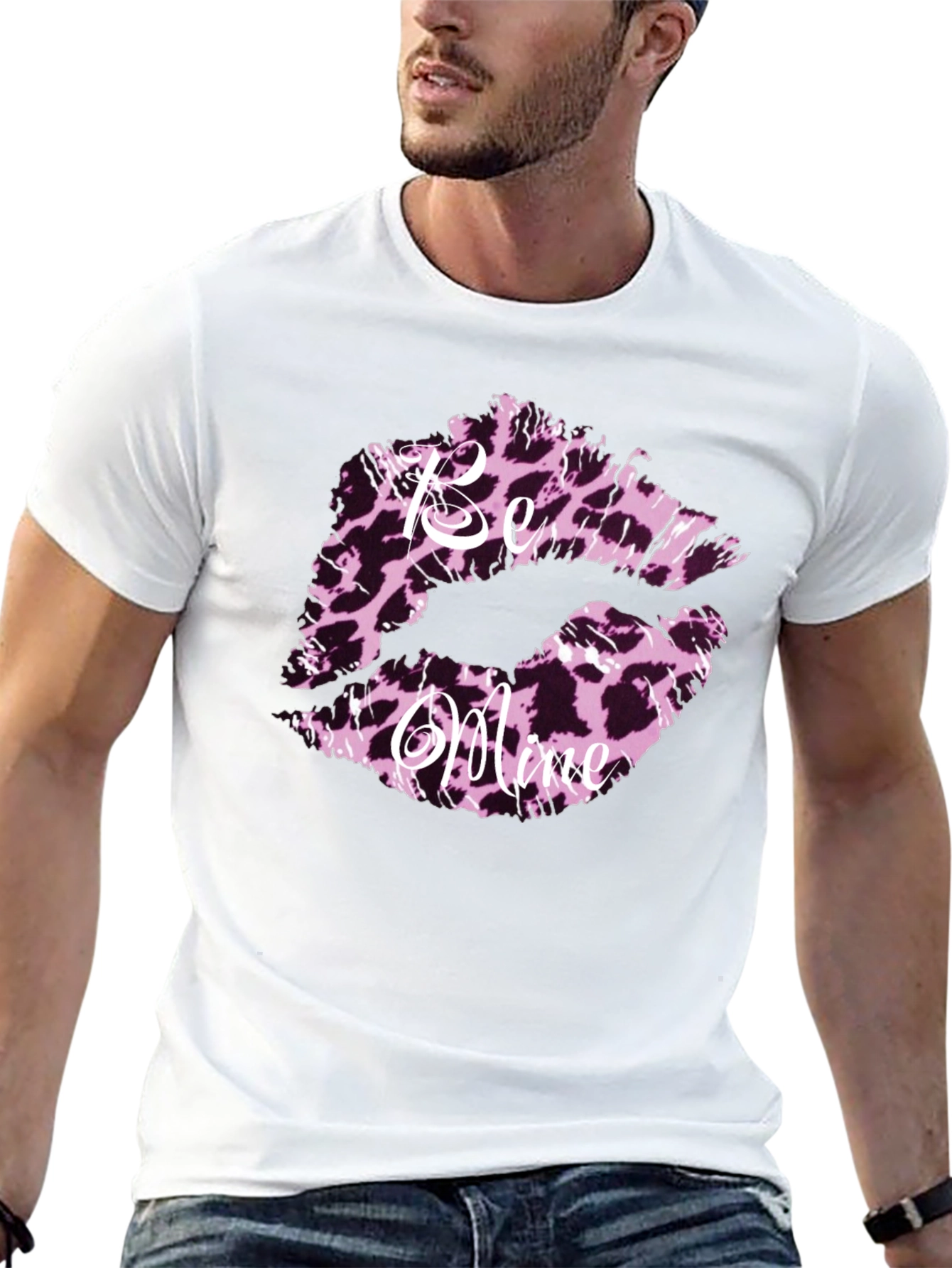 Be Mine Leopard Print Lips Graphic Tee