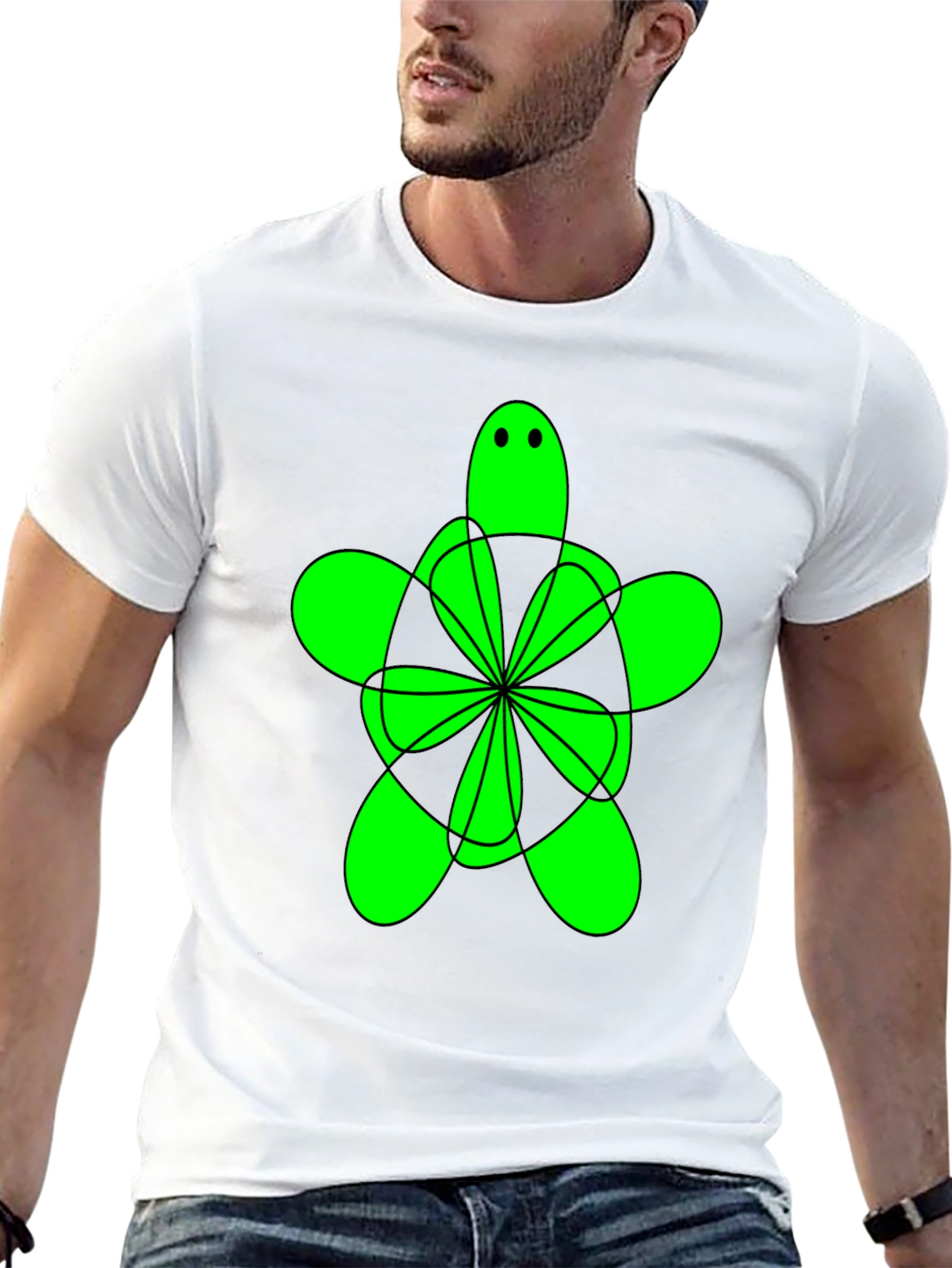 Green Turtle Graphic Tee - Mens Black Shirt